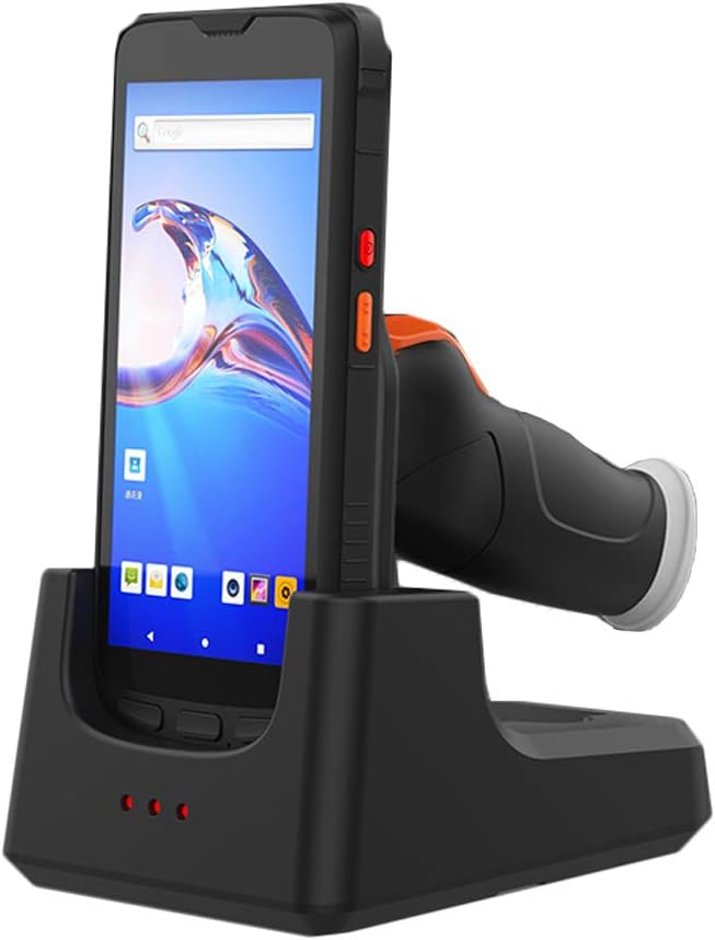 Android Mobile Data Terminal 4G Rugged Inventory PDA with Barcode Scanner,Charging Cradle for Warehouse Data Collection (2D with Pistol-Android10)