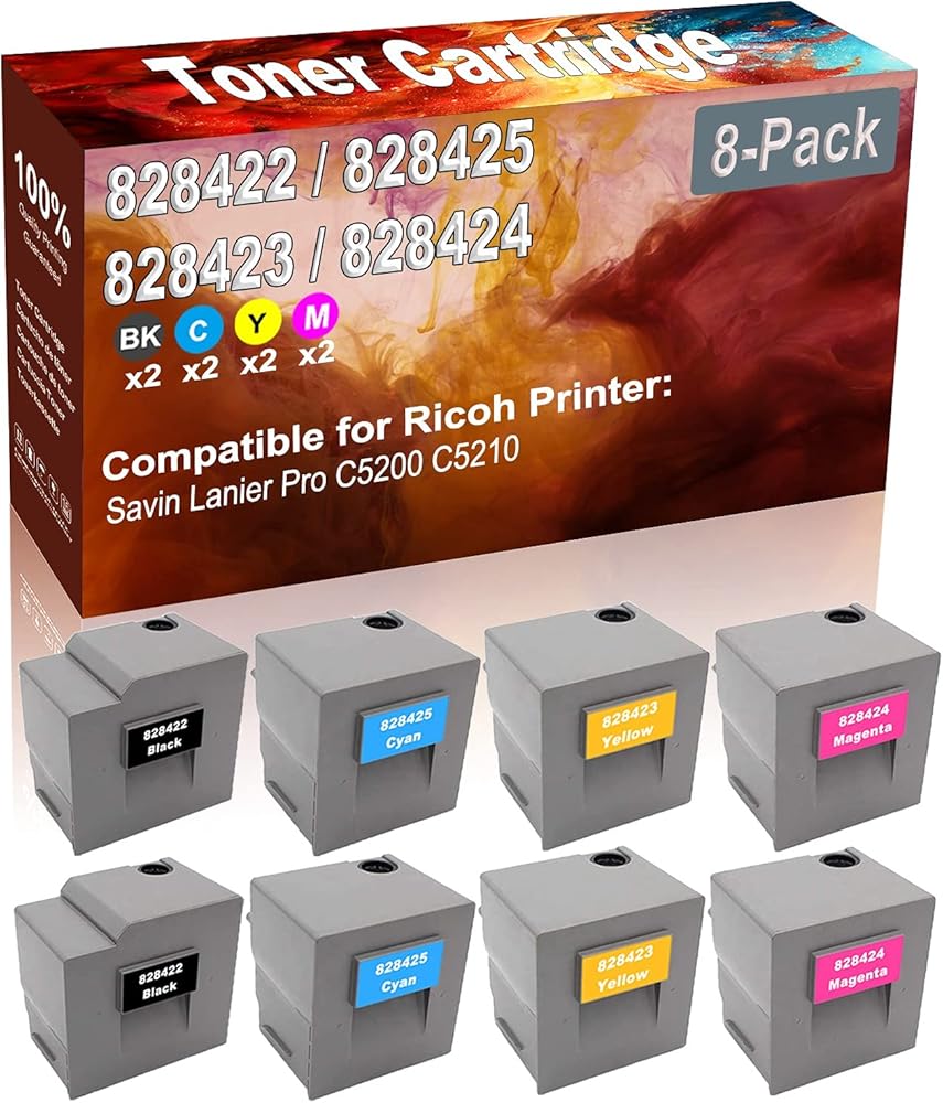 Credibility Store 8-Pack (2BK+2C+2Y+2M) Compatible Savin Lanier Pro C5200 C5210 Laser Toner Cartridge (High Capacity) Replacement for Ricoh 828422 828425 828423 828424 Printer Toner Cartridge