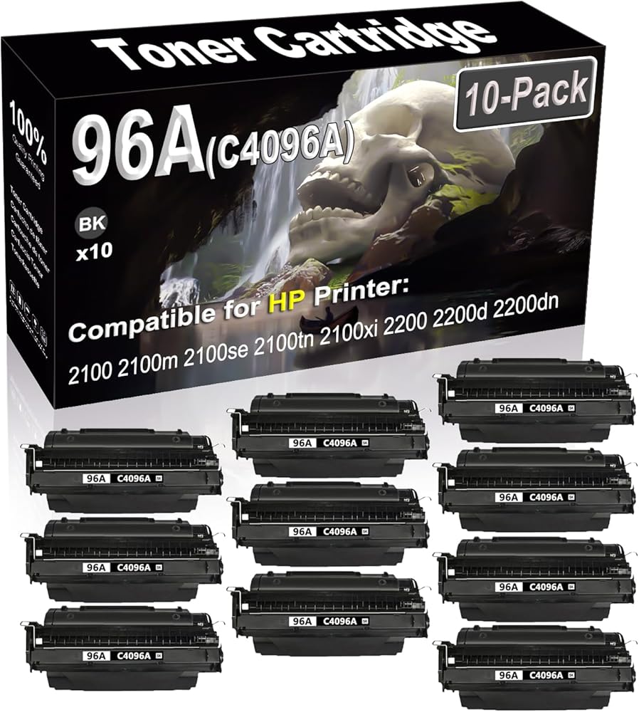 SINIYA 10-Pack (Black) Compatible 2100 2100m 2100se 2100tn 2100xi 2200 2200d Laser Printer Cartridge (High Capacity) Replacement for 96A C4096A Printer Cartridge