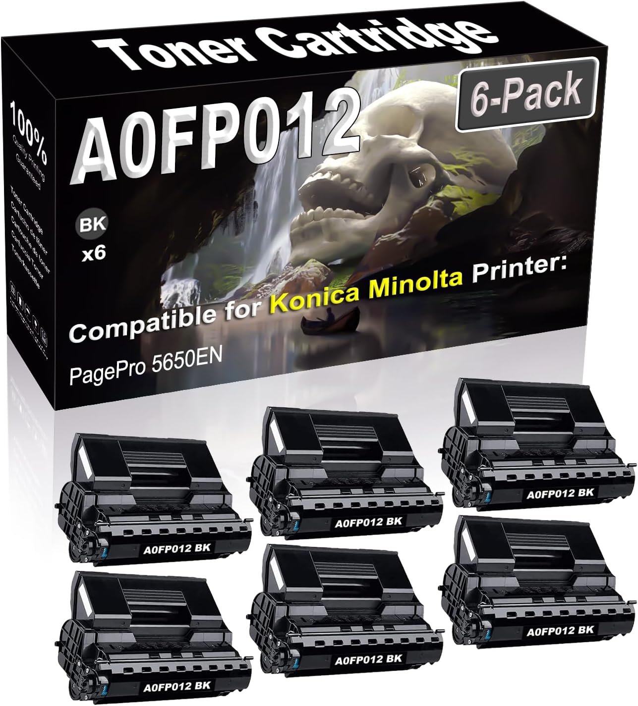 6-Pack (Black) Compatible High Yield A0FP012 Laser Printer Toner Cartridge use for Konica Minolta PagePro 5650EN Printer