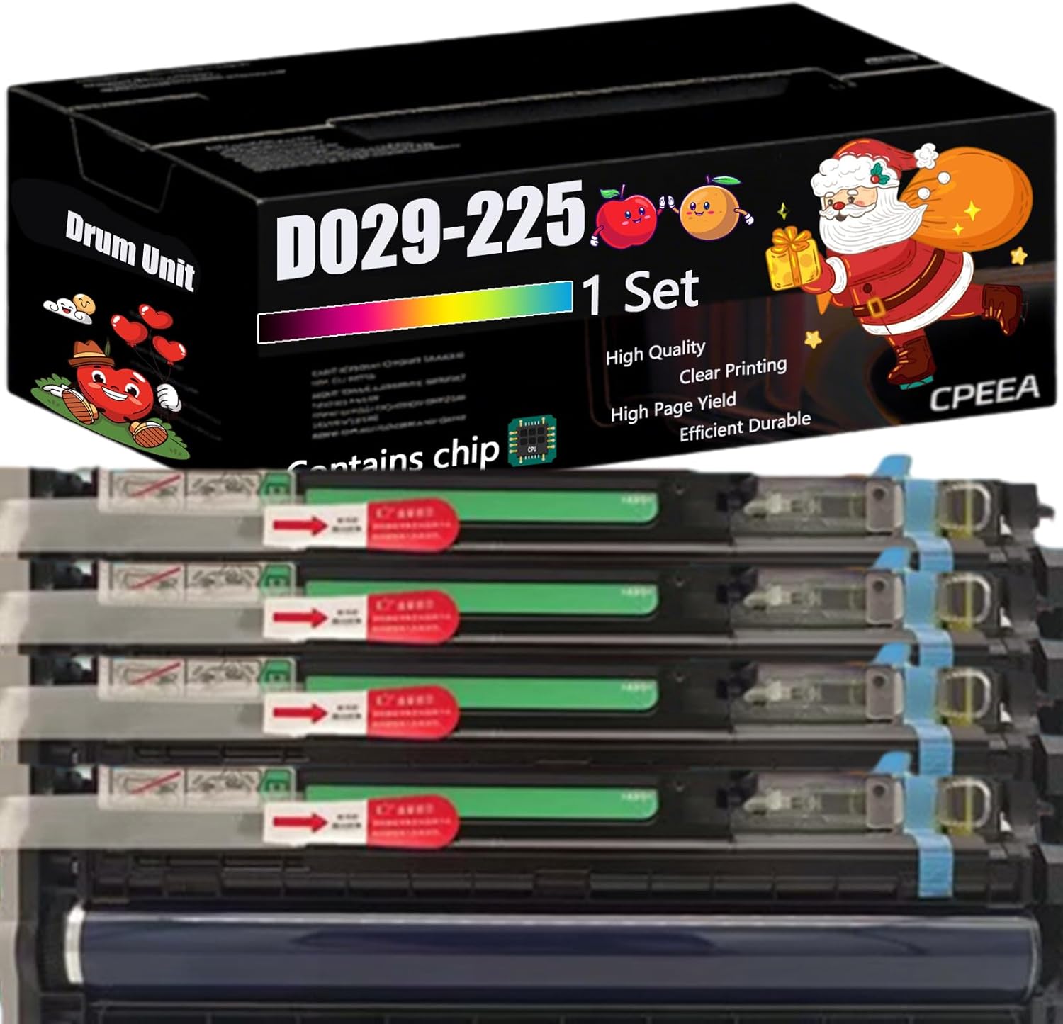 Compatible for Lanier D029-2252 Drum Unit Work for Lanier LD533CSPF LD540CSPF LD550C LD550CSPF Printers, with Chip, High Yield 200000 Pages, Clear Printing (4-Pack BK/C/M/Y)