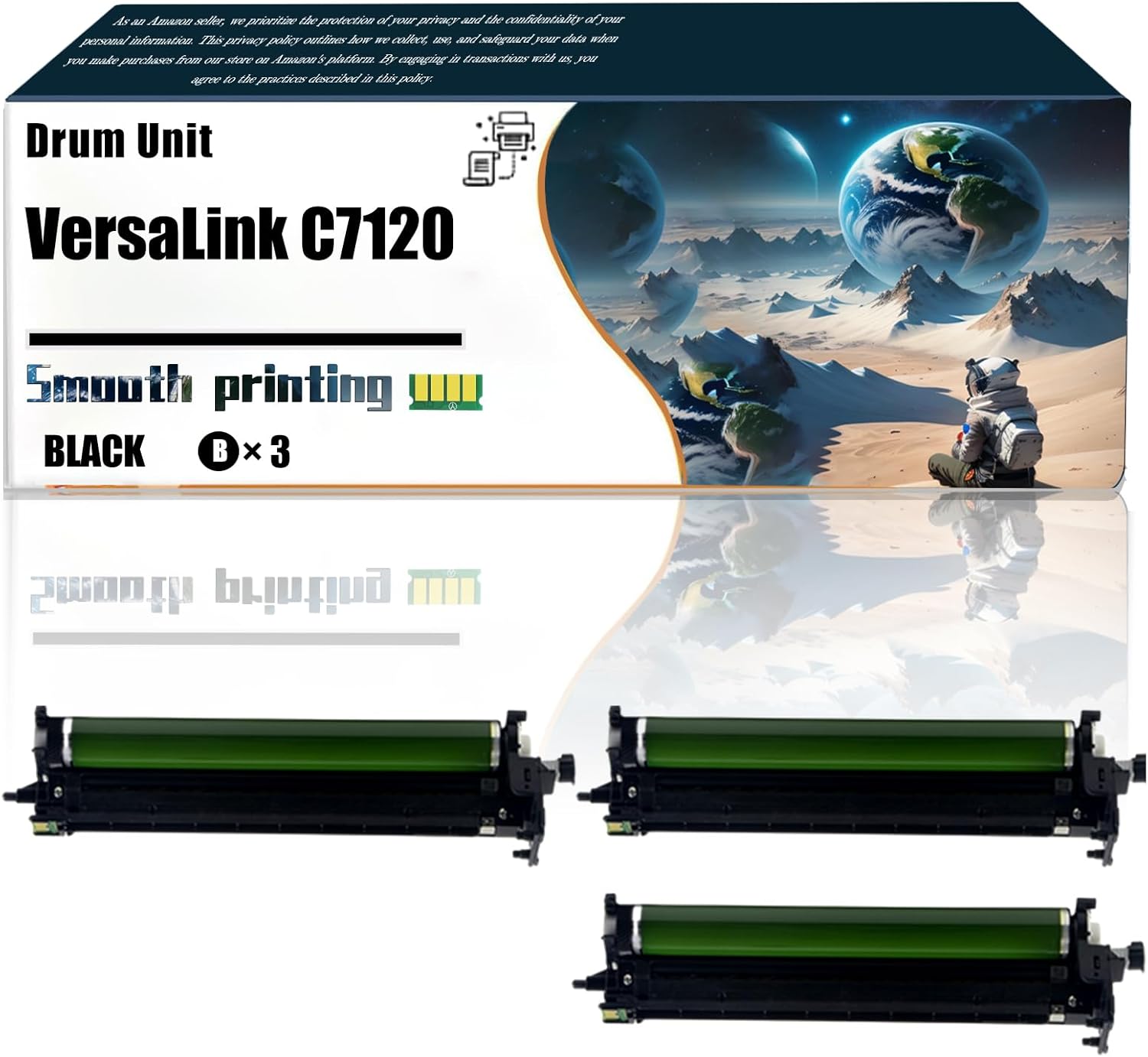 Replacement Parts Drum Unit VersaLink C7120 Compatible with Xerox VersaLink C7120 C7125 C7130 Printers, Contains Chip and Clear Printing (3 Pack Black)