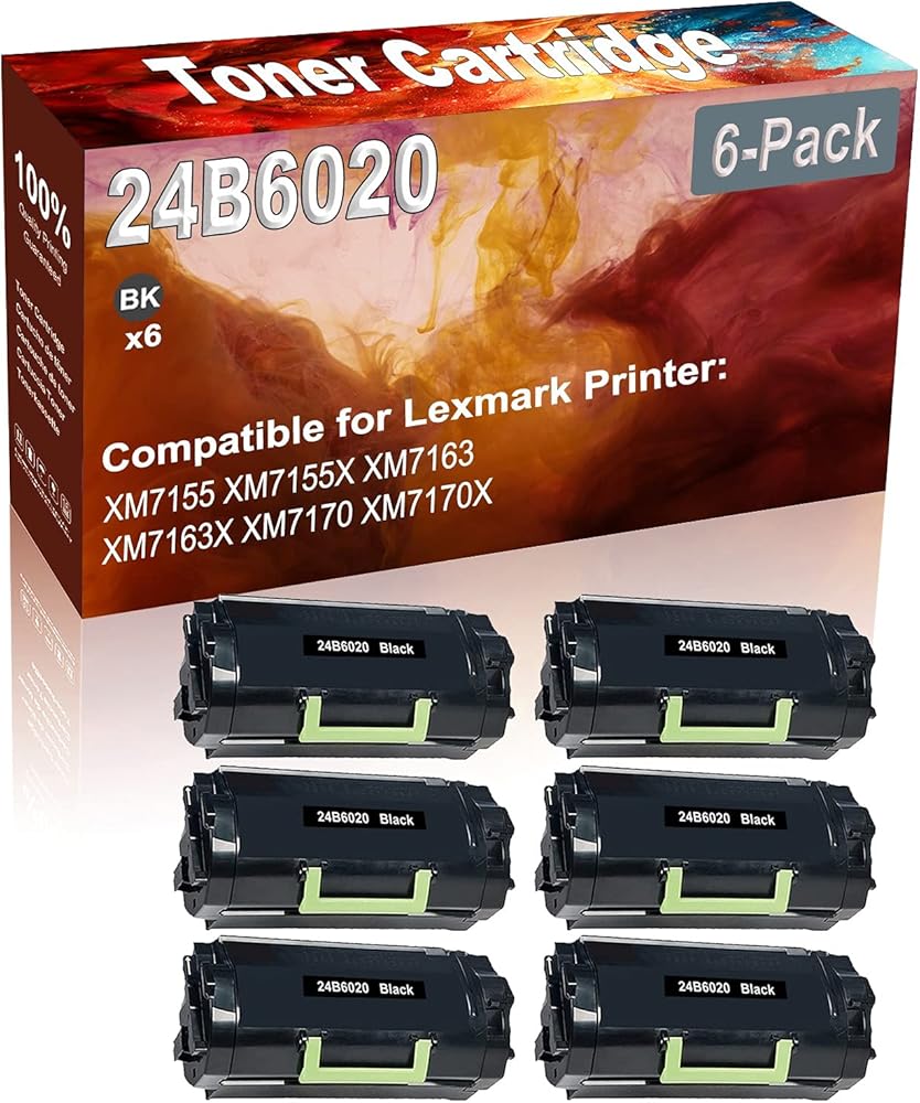 Credibility Store 6-Pack (Black) Compatible High Yield 24B6020 Printer Cartridge use for XM7155 XM7155X XM7163 XM7163X XM7170 XM7170X Printer