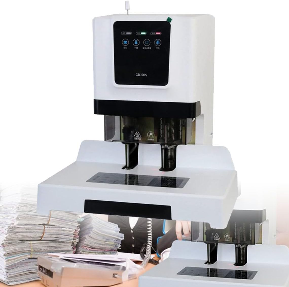 HYUIO Bill Voucher Binding Machine, Electric Automatic Hot Melt Punchinghine, Full Automatic Nylon Tube Book Binding Machine