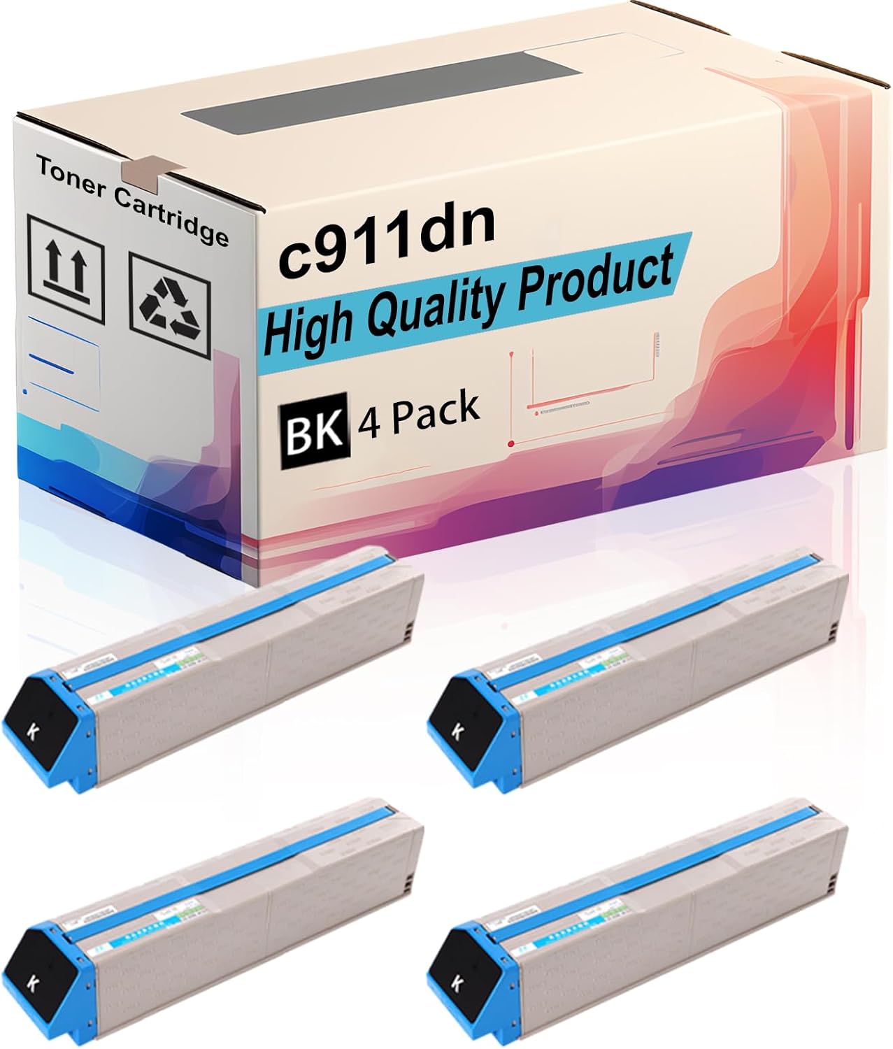 POOPE c911dn Toner Cartridge Compatible for Okidata OKI C911dn Printers, High Yield 24000 Pages, Print More Pages (4 Pack Black)