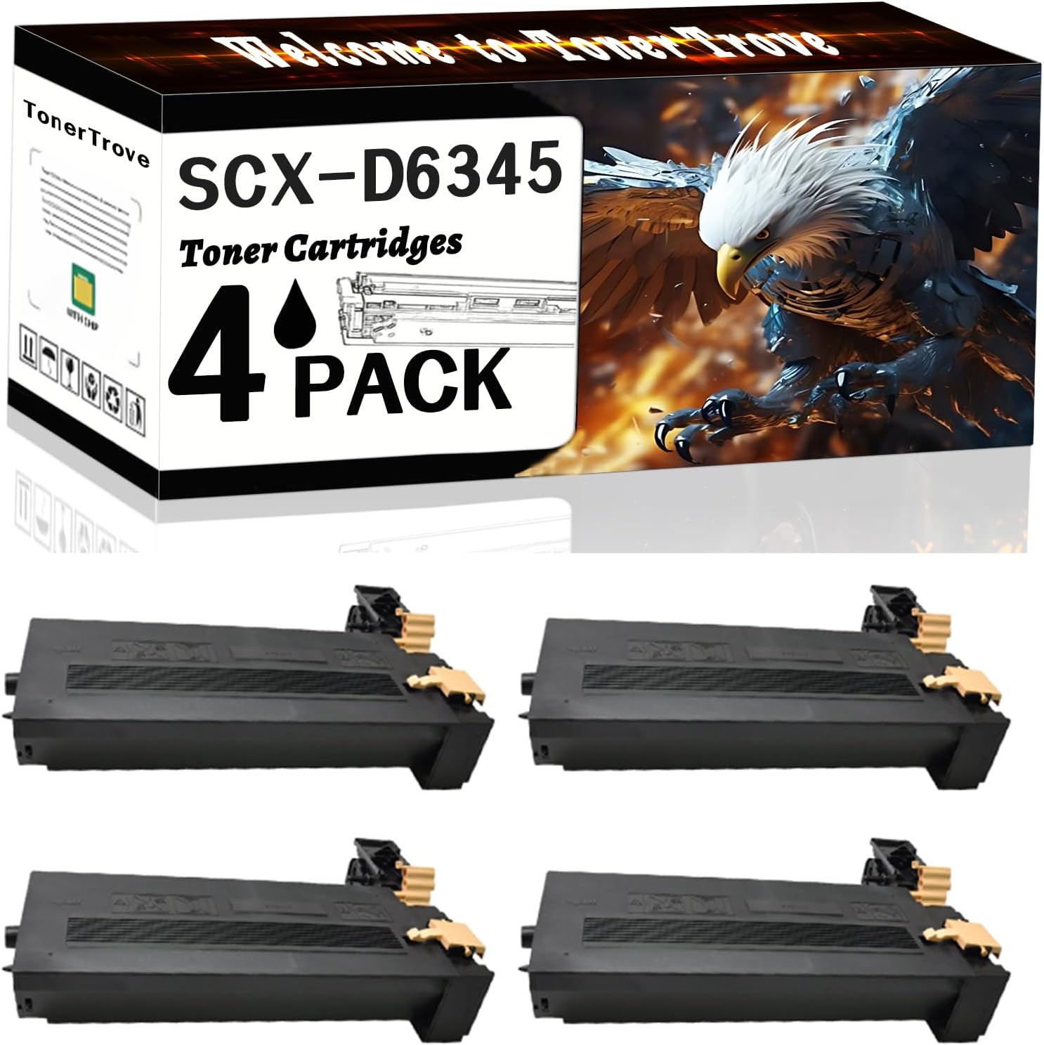 SCX-D6345A Toner Cartridges Compatible for Samsung SCX-6345N Printers, Office Printing is Easy Clear Smooth (4 Pack Black)