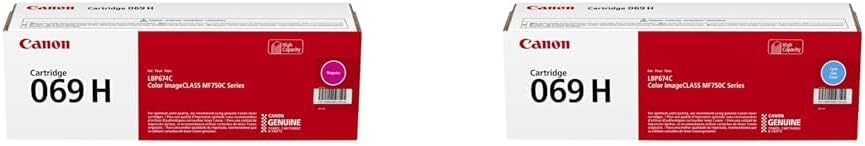 Canon 069 Magenta and Cyan High Capacity Toner Cartridges Compatible with LBP674Cdw, MF753Cdw and MF751Cdw Printers