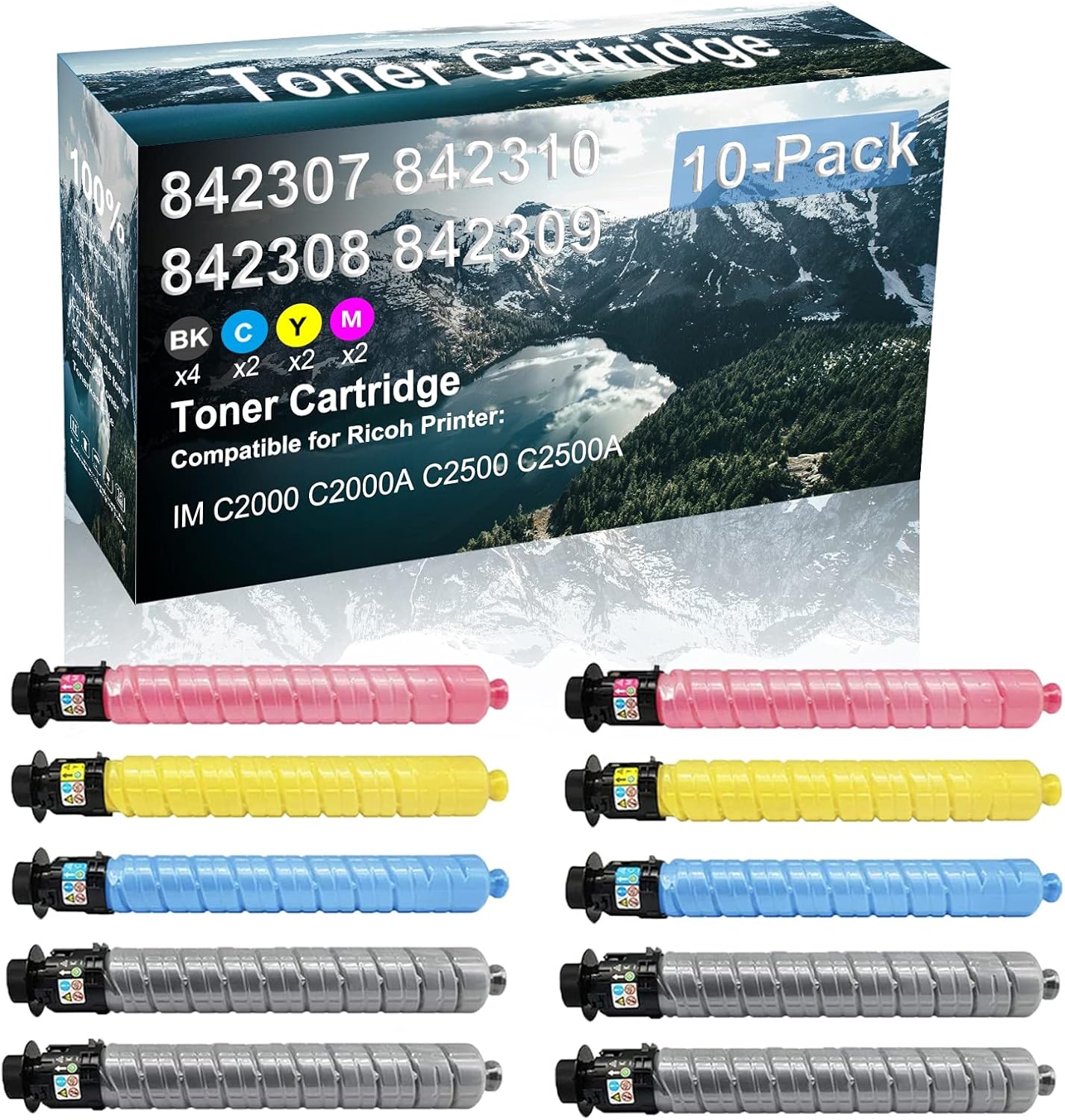 Credibility Store 10 Pack (BK+C+Y+M) Compatible (High Yield) IM C2000 C2000A C2500 C2500A Printer Toner Cartridge Replacement for Ricoh 842307 842310 842308 842309 Toner Cartridge
