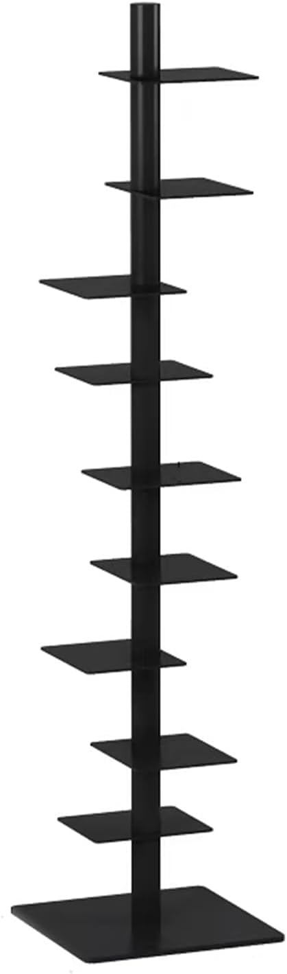 68.7 * 15.7 * 15.7in,Metal Spine Book Tower, 9-Tier Bookcase Modern Vertical Bookshelf Tower,for Home Office,Living Room,Bedroom (Black)