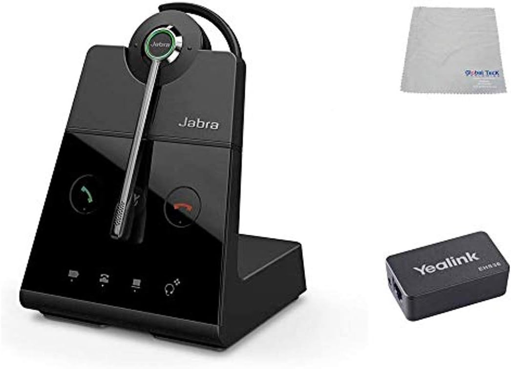 Yealink Compatible Jabra Engage 65 Wireless Headset Bundle with EHS Adapter - SIP T-Series Desk Phones, Bluetooth, PC/MAC, USB, Skype for Business (Convertible - EHS - Cloth)