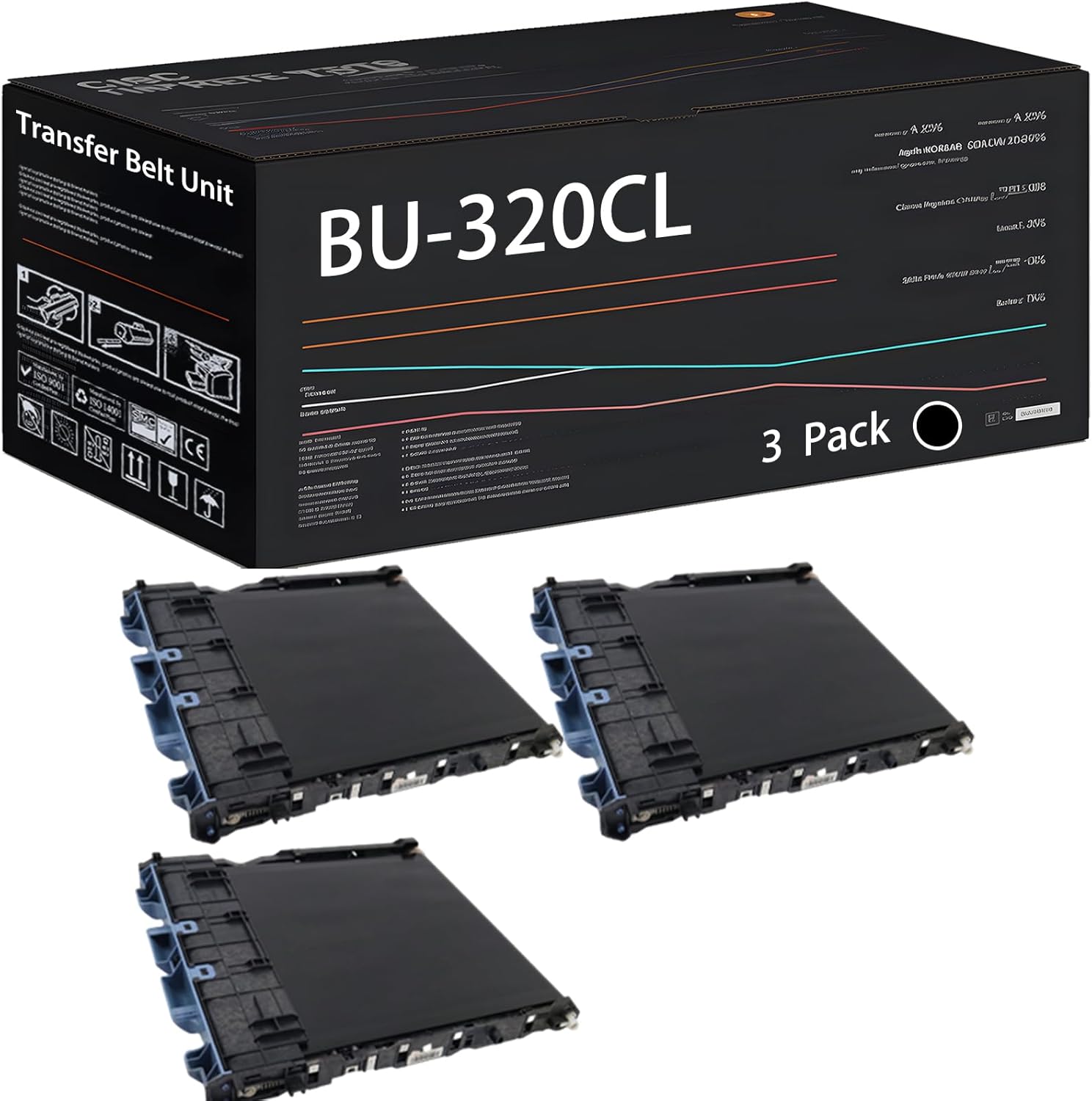 UVUMB Compatible with Brother BU-320CL BU320CL Transfer Belt Unit Work for Brother HL-L8350CDW HL-L8350CDWT HL-L9200CDWT Printers (3 Pack Black)