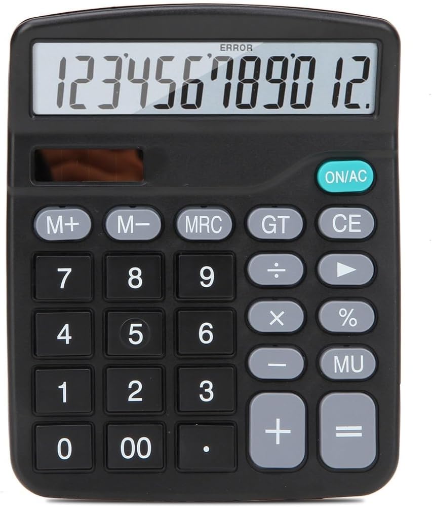 Calculator Calculator Student Exam Medium Large Screen Office Finance Cashier Power 12 Bit Black Computer