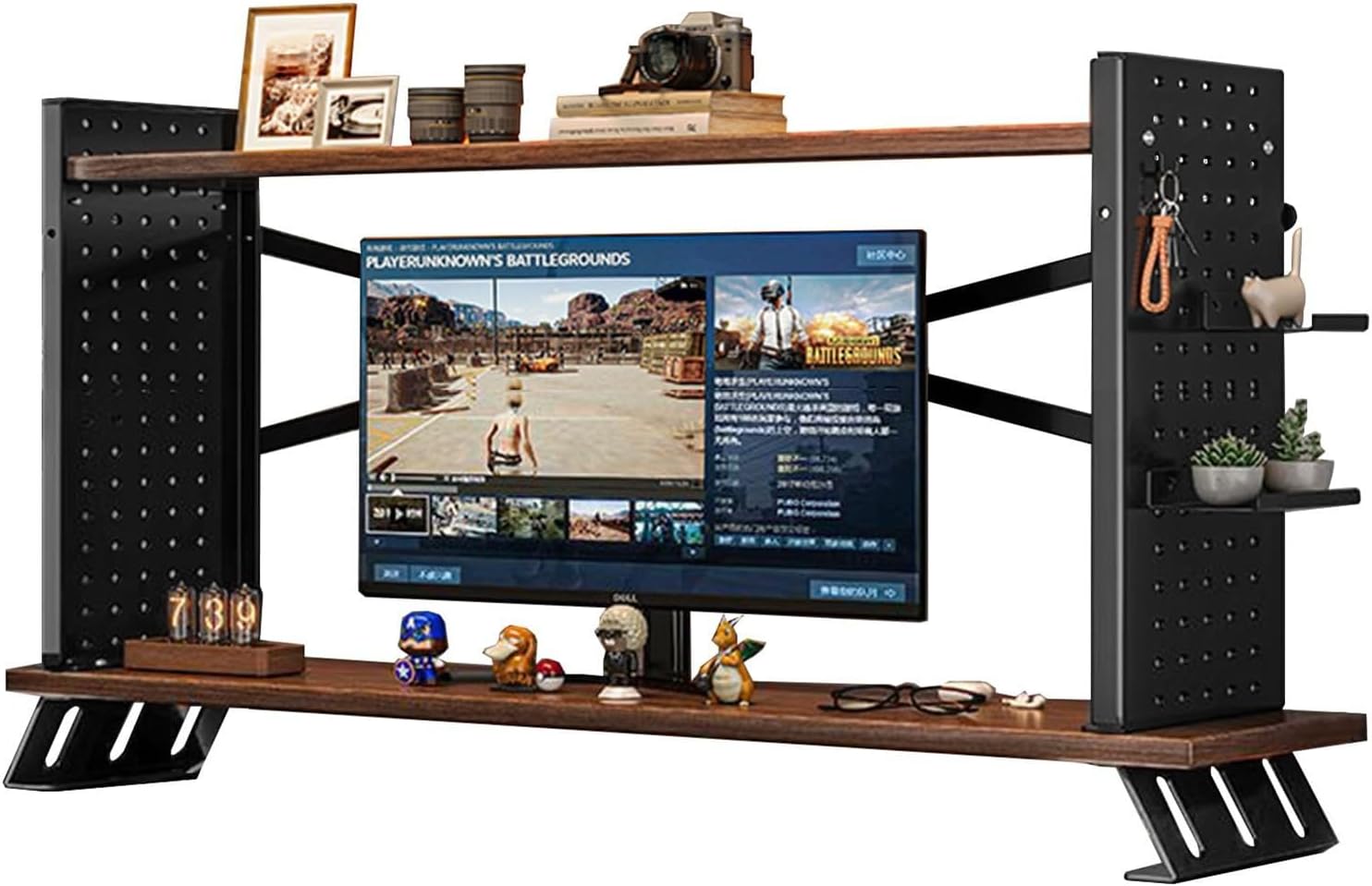 GUODDM Desktop Bookshelf/Bookcase - Computer Desk Bookshelf Hutch, Storage Home Decor Shelves, Wood Desktop Bookshelf Supplies Storage Rack, for Office Supplies Organizer(2 Tier)