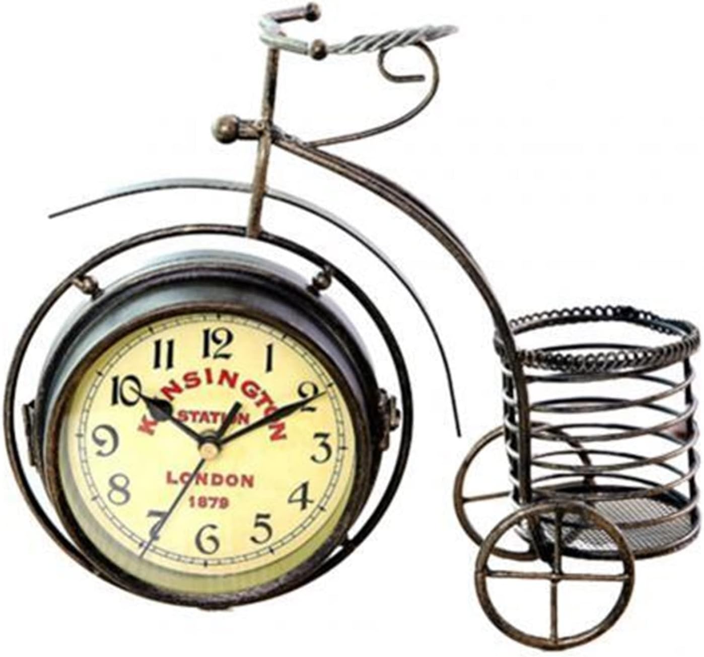 IIPOSAQQ Alarm Clock Vintage Silent Iron Bike Bicycle Clock Office Living Room Ornament Decor Study Room Decor Crafts Decor Desk Clock