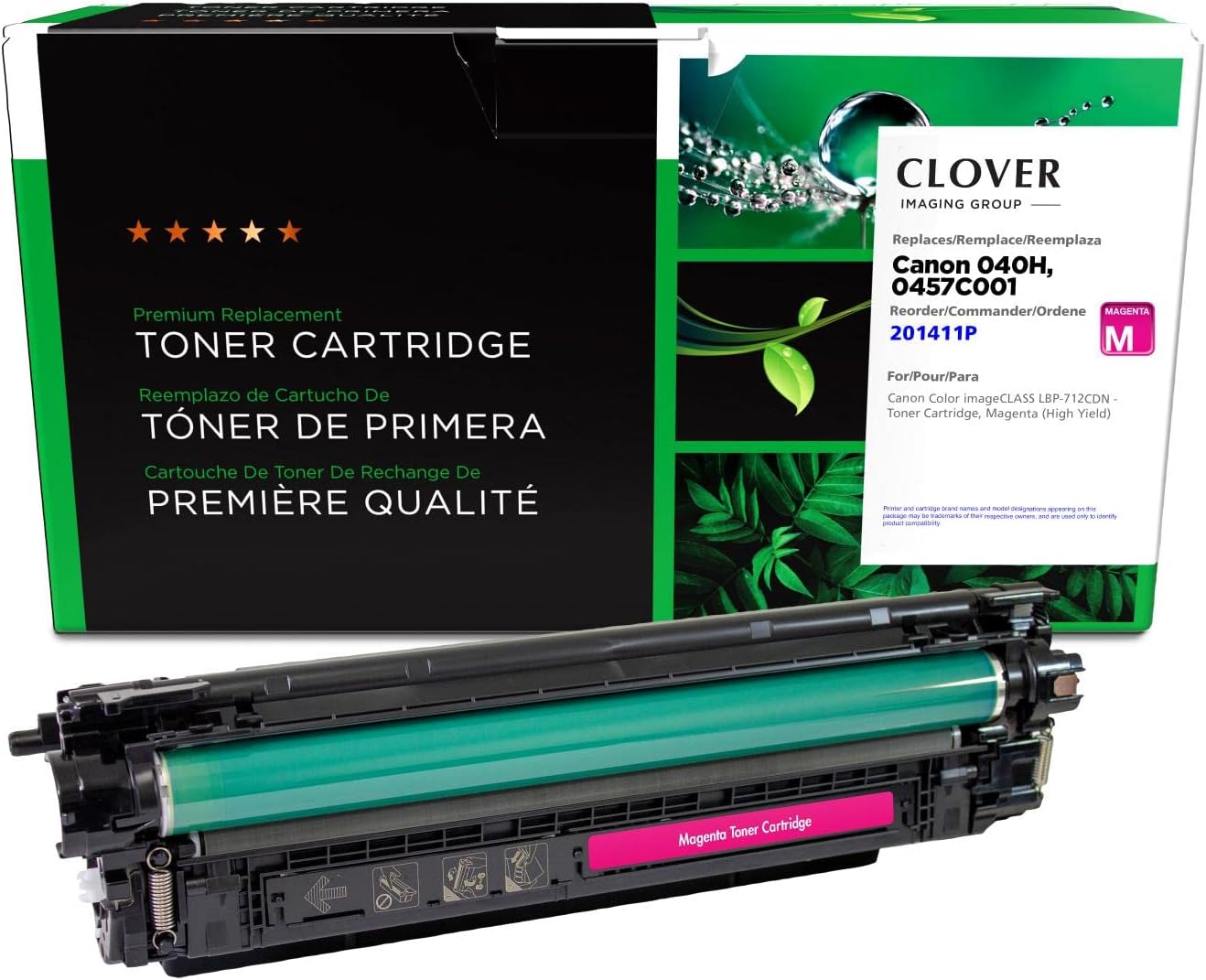 Clover Remanufactured High Yield Toner Cartridge Replacement for Canon 040H (0457C001) | Magenta