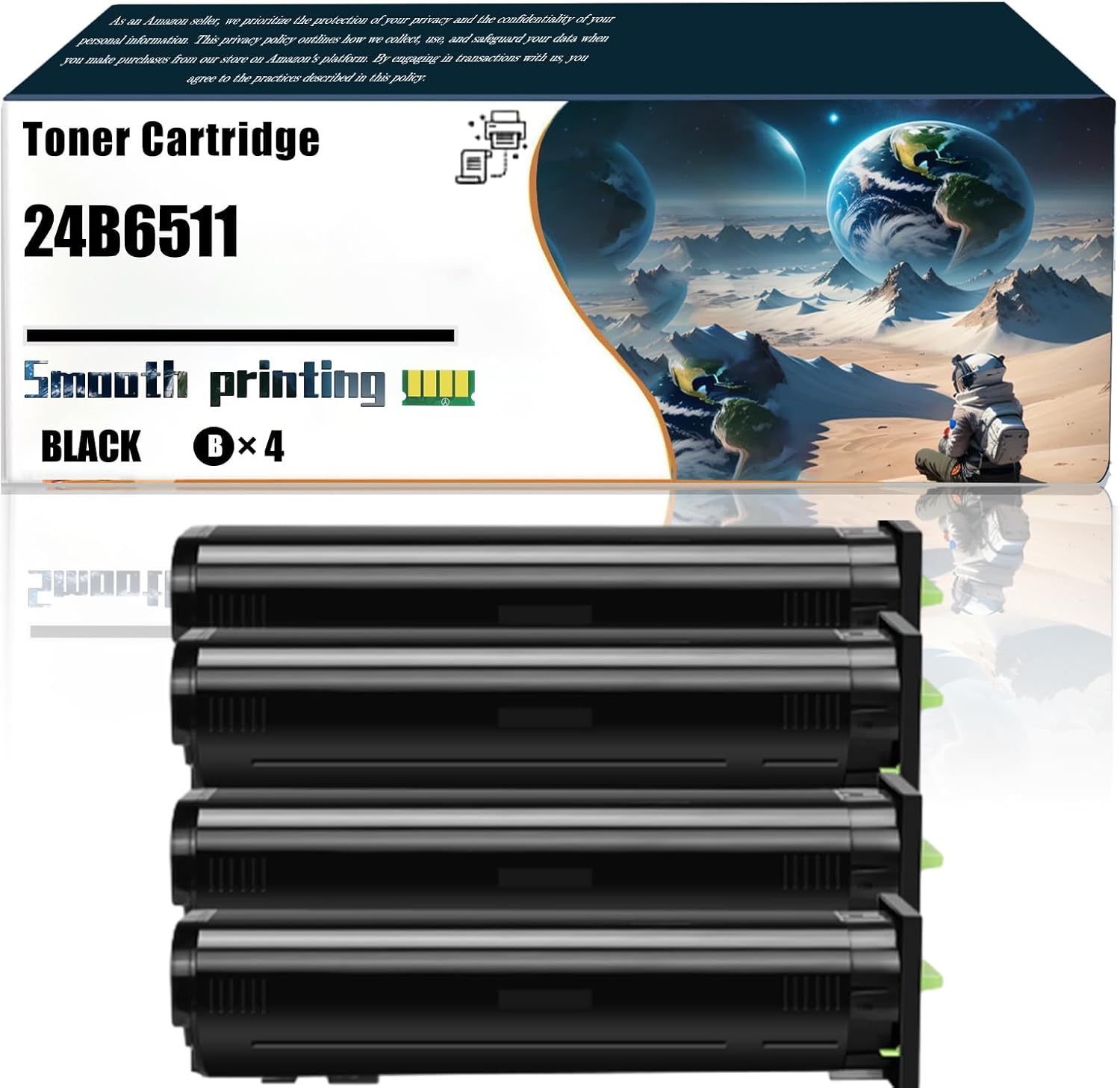 Replacement Parts Toner Cartridge 24B6511 Compatible with Lexmark XC6152 XC6152de XC6152dtfe XC8155 XC8155de XC8155dte Printers, Contains Chip and Clear Printing (4 Pack Black)