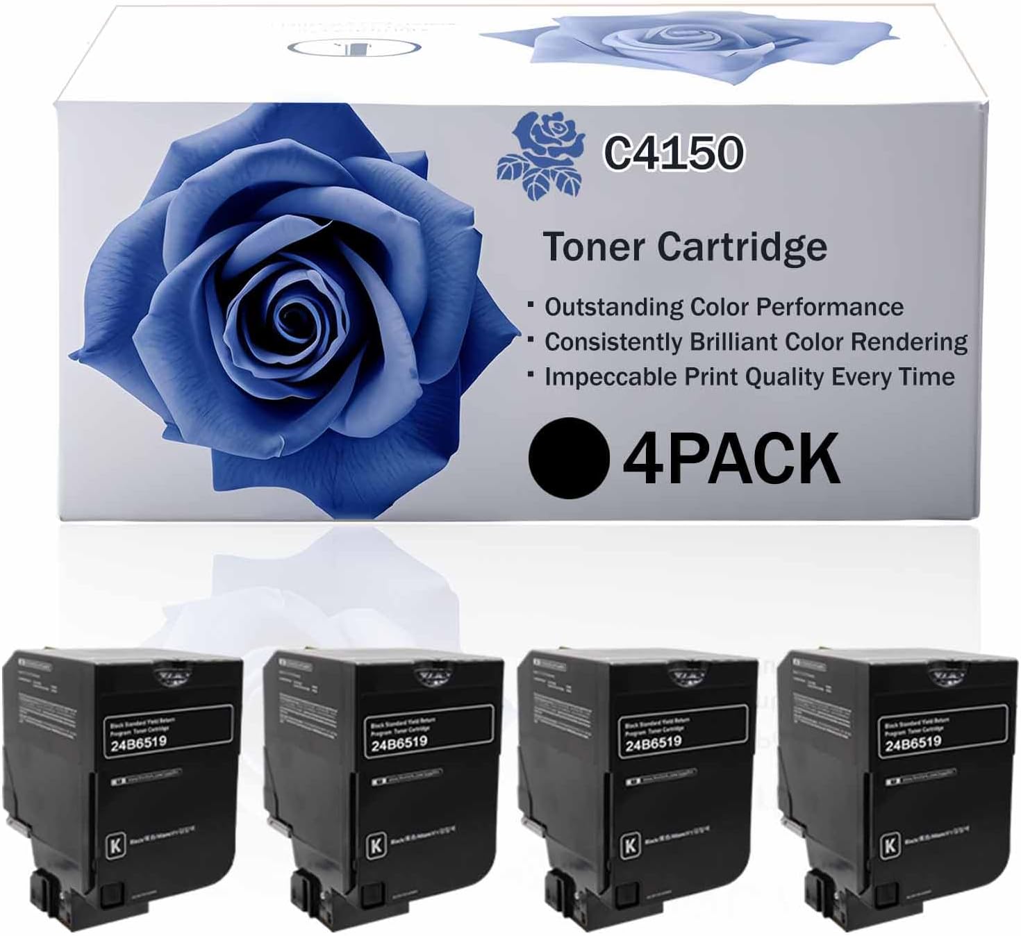 C4150 24B6519 24B6516 24B6517 24B6518 High Yield Toner Cartridge Compatible for Lexmark C4150 Printer, Premium Print Performance for Your Office Needs, 16000 Pages (BK-4PACK)
