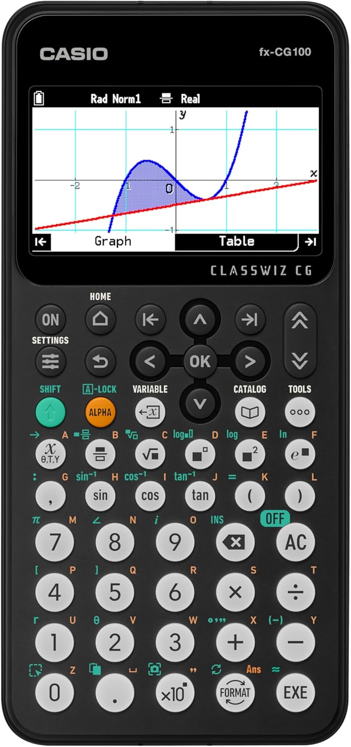Casio fx-CG100 ClassWiz® Color Graphing Calculator with 3D Graph & Python | Large High-Res Display, Basic & Advanced Functions | Ideal for Exams, STEM, Programming & Advanced