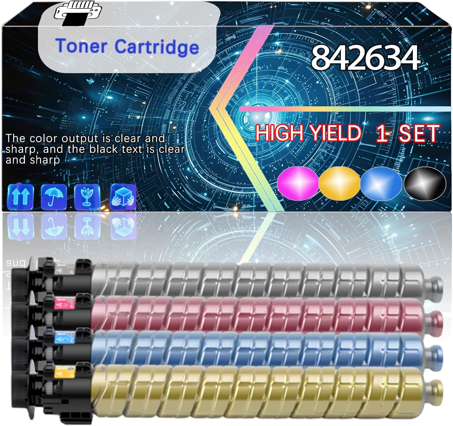 CEECN 842634 Compatible for Ricoh IM C7010 Printers, Replacement Toner Cartridge High Yield Printer Accessories (4-Pack BK/C/M/Y)