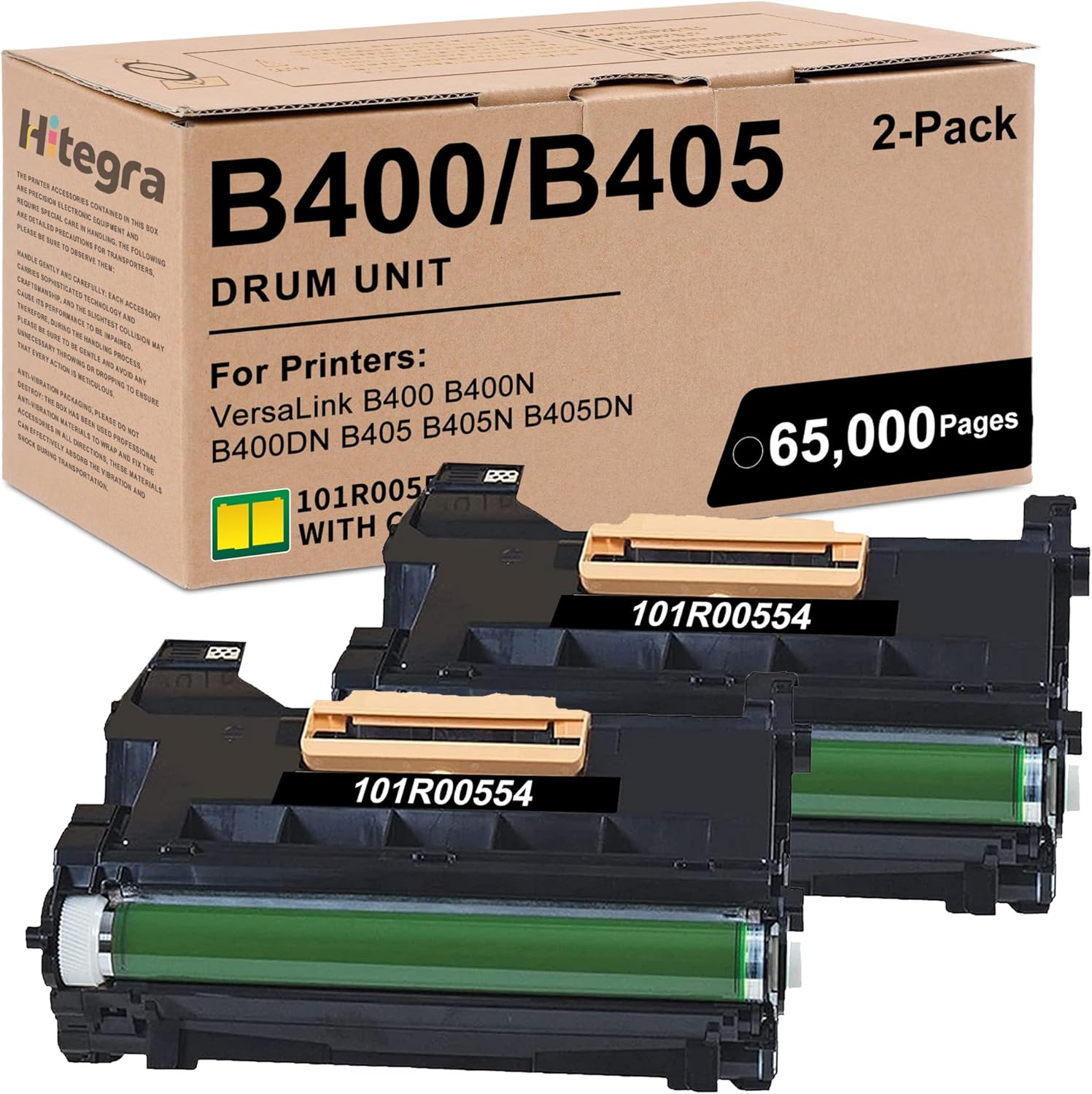 Hitegra VersaLink B400 B405 Drum Cartridge 2-Pack 101R00554 Replacement for Xerox B400 B405 Drum Unit Compatible with VersaLink B400 B400N B400DN B405 B405N B405DN Printer (65,000 Pages)