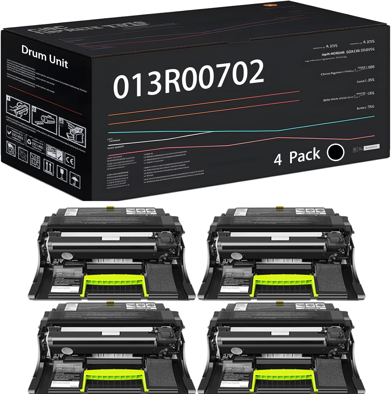 UVUMB Compatible with Xerox 013R00702 Drum Unit Work for Xerox B410 VersaLink B415DN Printers, with Chip, High Yield 90000 Pages, High-Definition Printing (4 Pack Black)