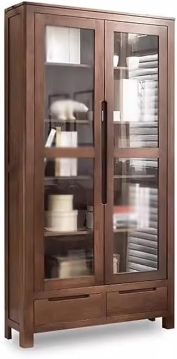 GUERNSEY Standing Bookshelf for Living Room Pure Solid Wood Bookcase Nordic Household Oak Bookshelf Solid Wood Shelf Display Cabinet Nordic Simple Log Bookshelf Bookcases (Color : B)