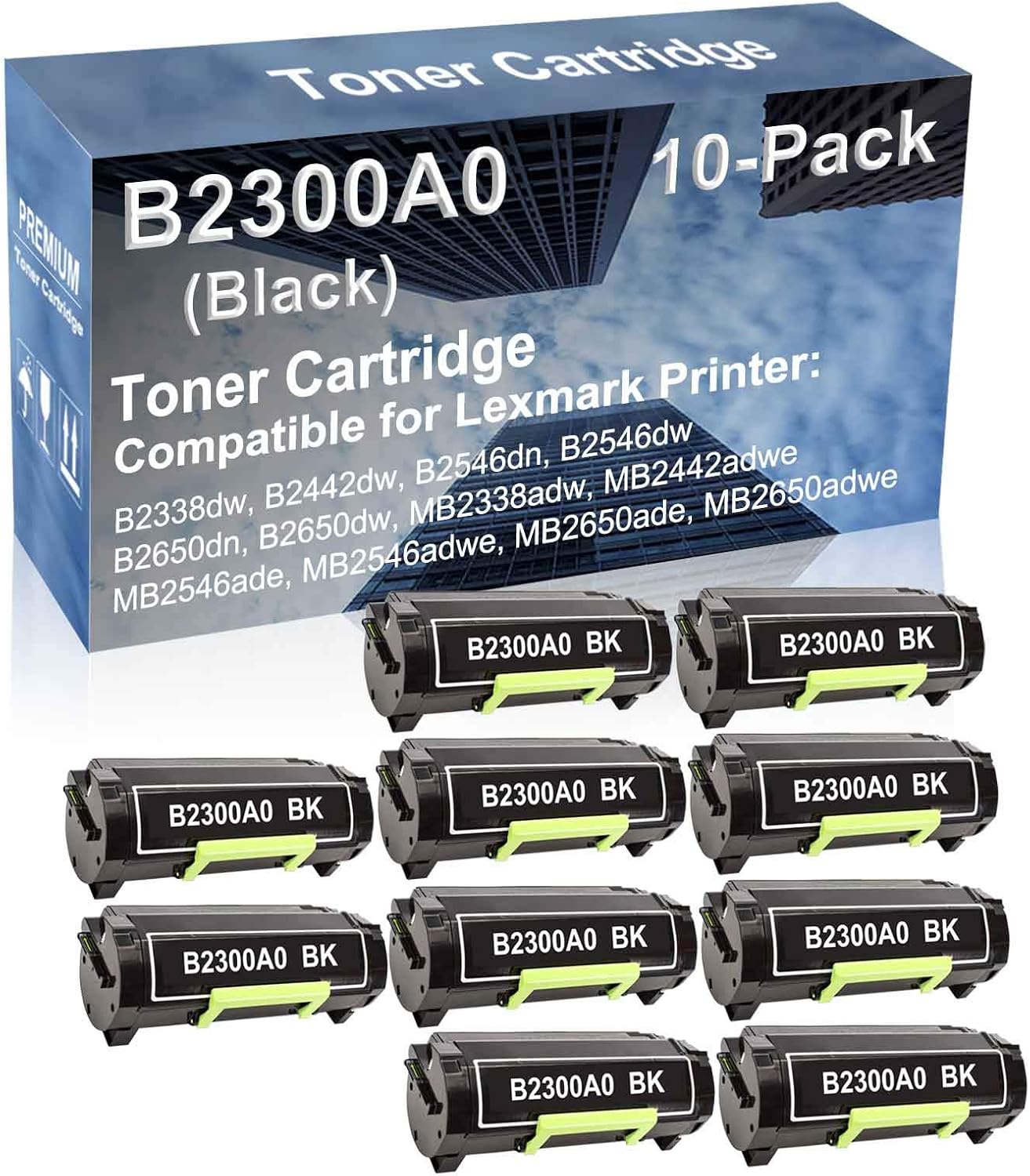 10-Pack Compatible High Yield MB2546ade, MB2546adwe, MB2650ade, MB2650adwe Printer Cartridge Replacement for B2300A0 Toner Cartridge (Black)