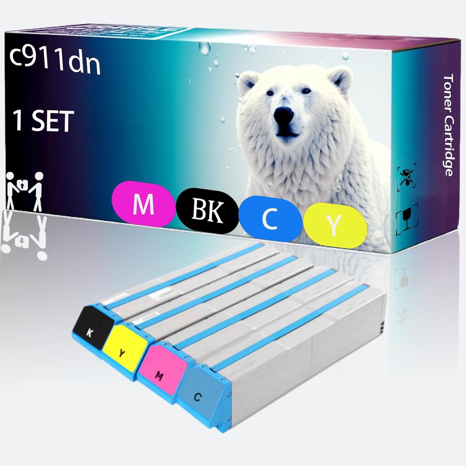 MUCQL c911dn Toner Cartridge Compatible for OKI 45536424 45536423 45536422 45536421 C911dn Printer, High Printing Page Count 38000 Pages. (Multicolor)