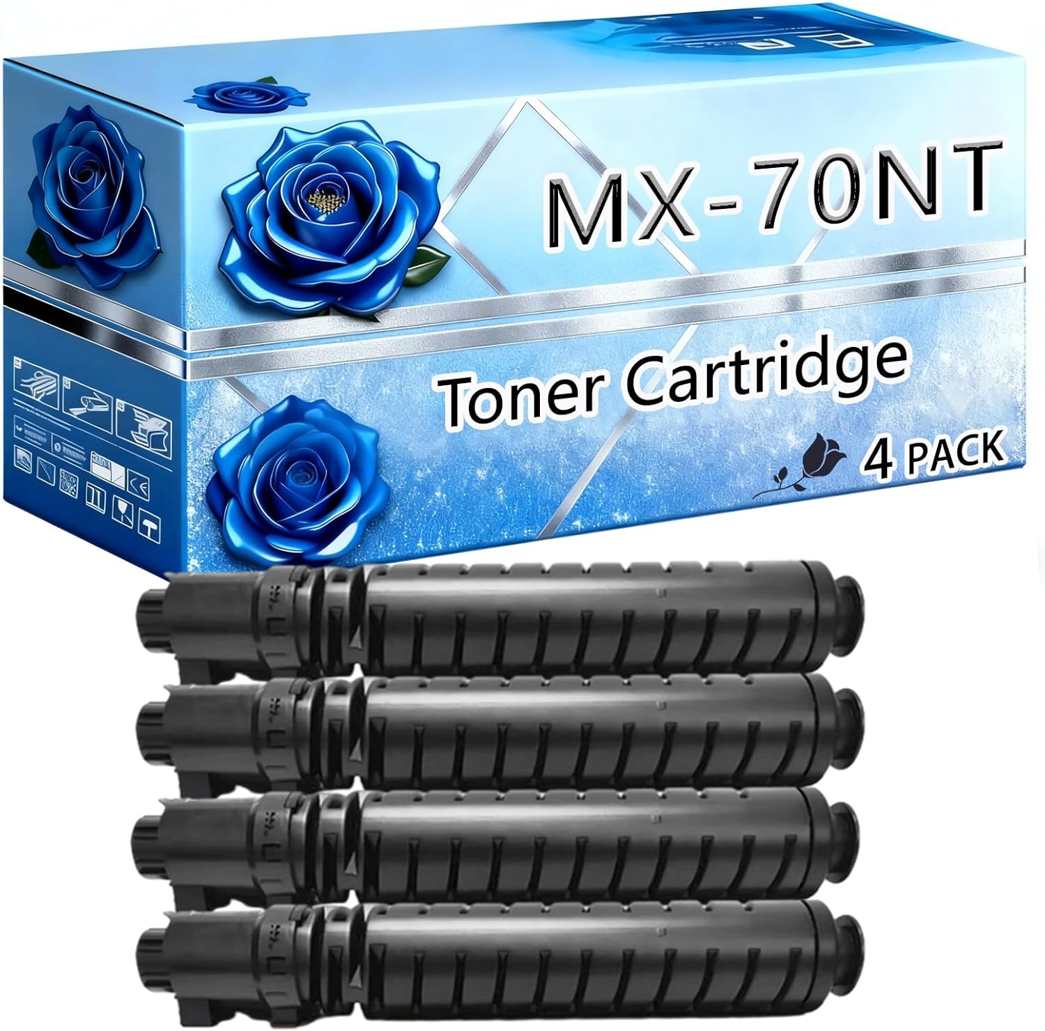 BIVOL Compatible Toner Cartridge Replacement for Sharp MX-70NTBA High Yield 40000 Pages MX-5500N MX-6200N MX-7000N Printers (4 Pack Black)
