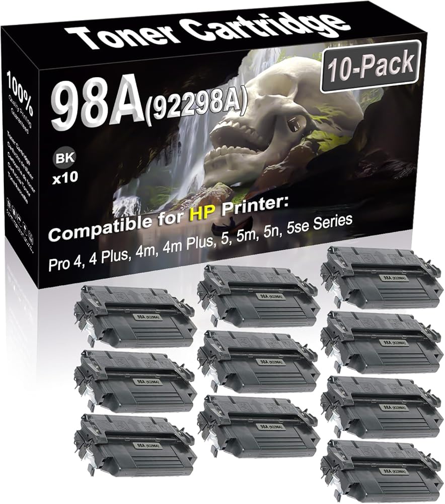 SINIYA 10-Pack Compatible High Capacity 98A 92298A Imaging Toner Cartridge use for Pro 4, 4 Plus, 4m, 4m Plus, 5, 5m, 5n, 5se Printer (Black)