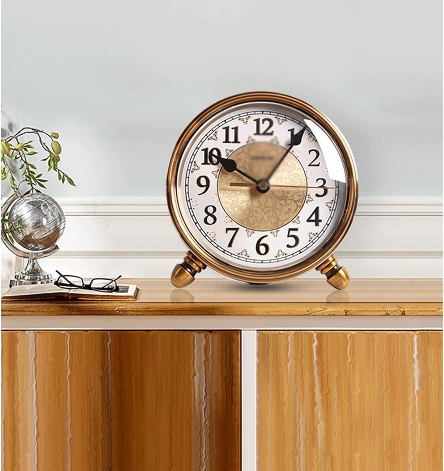 IIPOSAQQ Alarm Clock Small Desk Clocks for Bedroom Silent Alarm Clock Aesthetic Trendy Decor Table Clock Non Ticking Battery Operated Cute Office Living Room Table Shelf Bedside Clocks Desk Clock