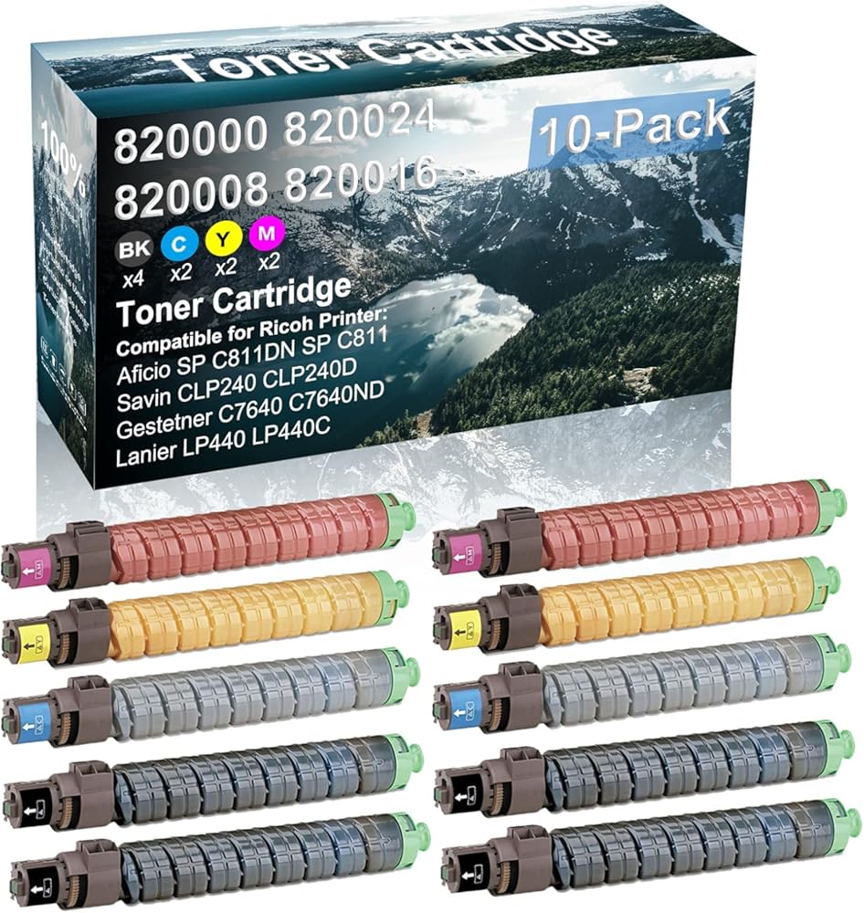 Credibility Store 10 Pack (BK+C+Y+M) Compatible Toner Cartridge Replacement for Ricoh 820000 820024 820008 820016 Printer Cartridge use for Ricoh Savin CLP240 CLP240D Printer (High Capacity)