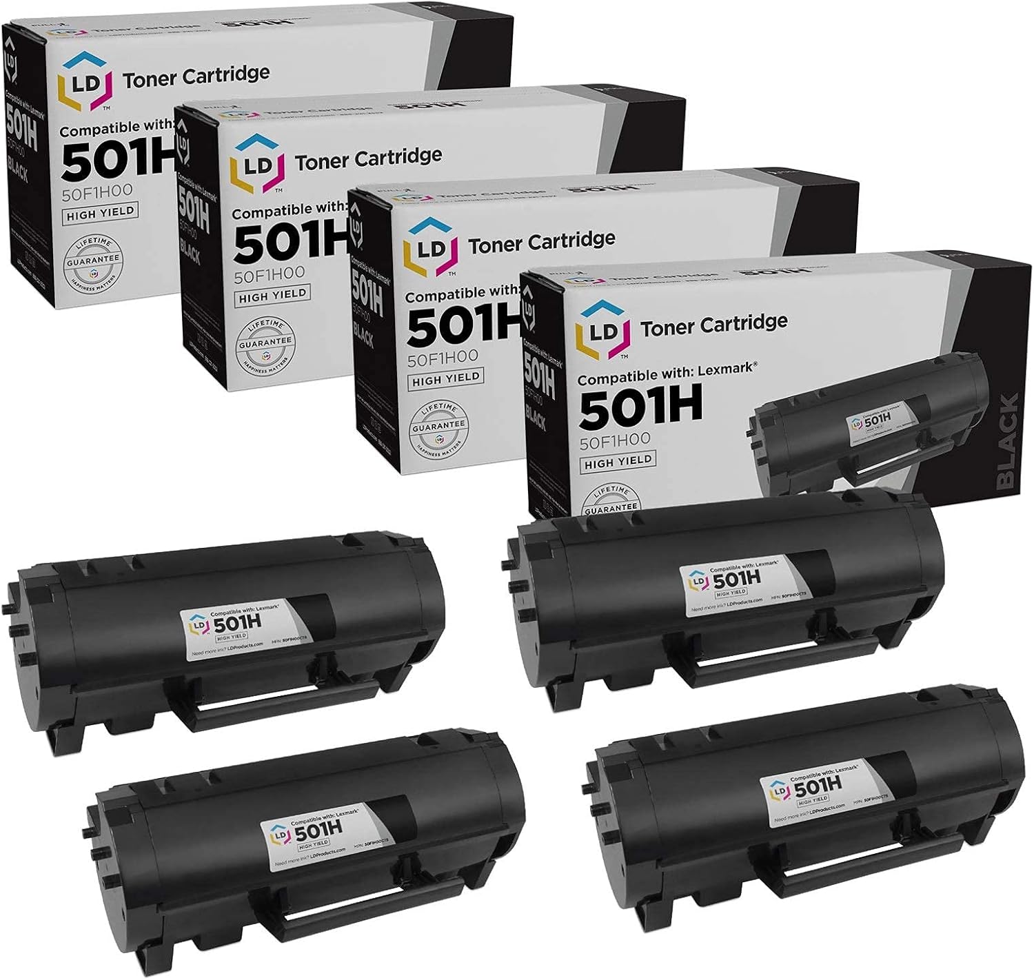 LD Products Compatible 50F1H00 Replacement for Lexmark 50F1H00 Toner Cartridge High Yield Use with MS310d MS310dn MS312dn MS315dn MS410d MS410dn MS415dn MS510dn MS610dn (5,000 Page Yield, 4-Pack)