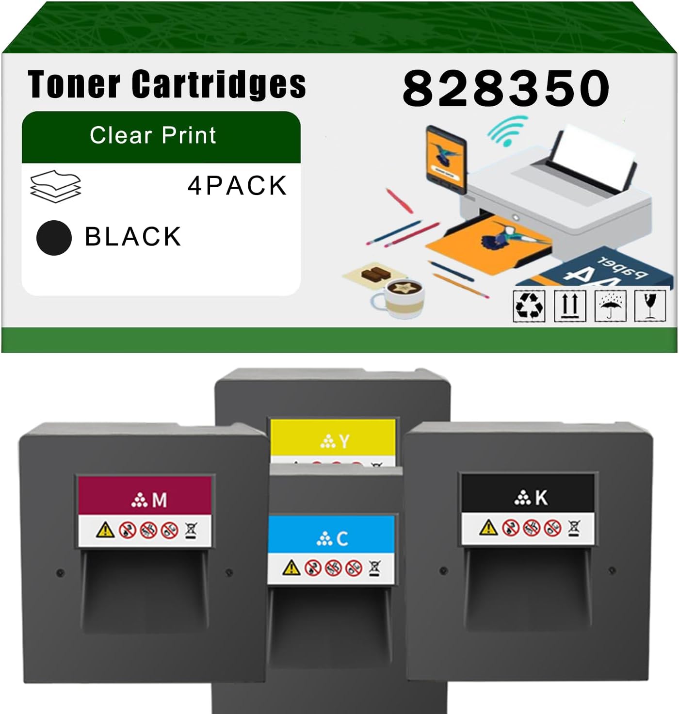 AGNNQ Compatible for Ricoh 828350 Toner Cartridges Pro C5100s C5110s Printers, High Yield 40000 Pages Bright Clear Colors (4 Pack Black)