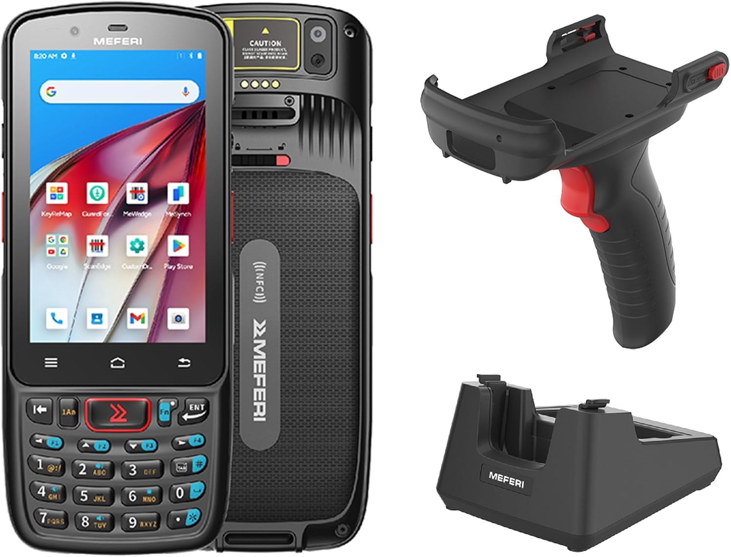 MEFERI ME40K Android 12 Barcode Scanner with Pistol Grip and Charging Cradle, Equip with Zebra SE4710 Scan Engine, PDA Mobile Computer Snapdragon Octa-core CPU, 1D/2D/QR, 4G BT WiFi GPS NFC, 5180mAh