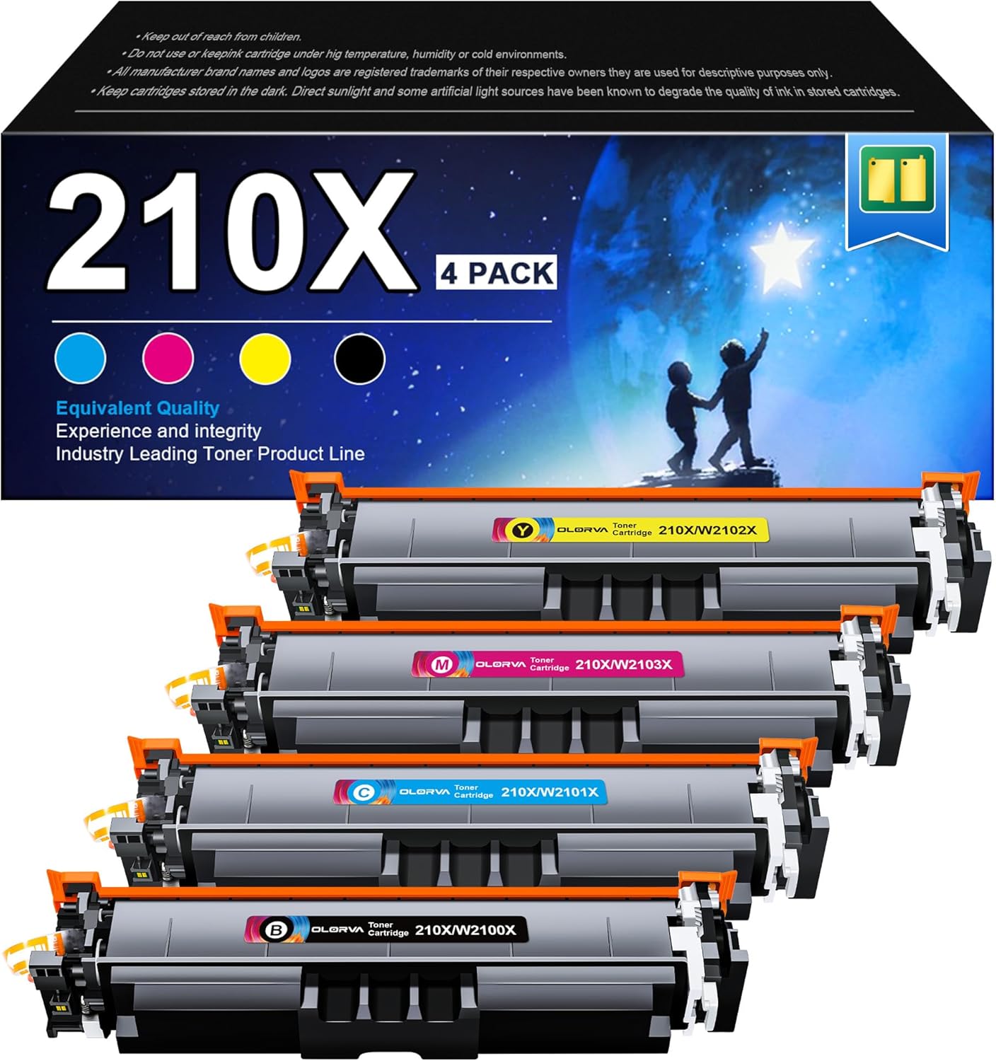 210X Toner Cartridges 4 Pack High Yield (with Chip) - Replacement for HP 210X HP 210A, Works for HP Color LaserJet Pro MFP 4301fdw, 4301fdn Pro 4201dw 4201dn 4301 4201 Printer | W2100X W2100A (BCMY)