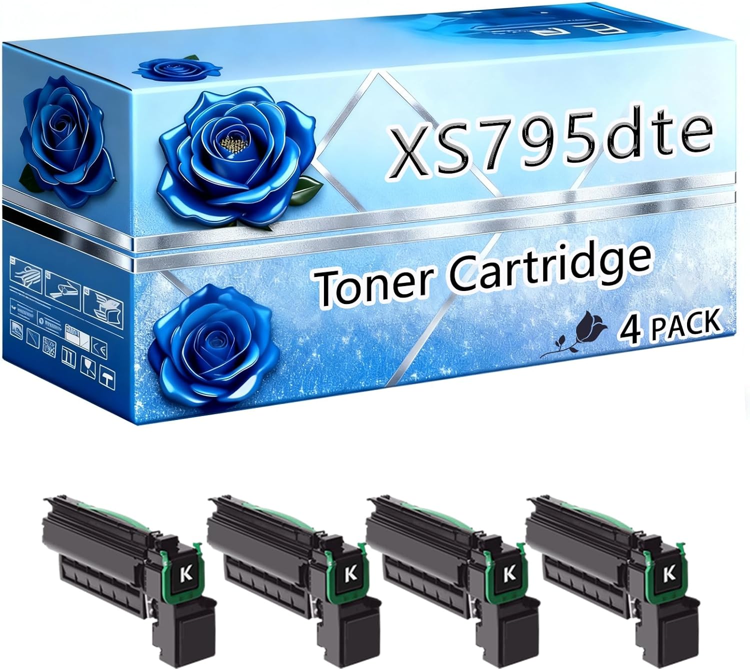 Compatible Toner Cartridge Replacement for Lexmark XS795dte High Yield 21000 Pages XS795 XS795de XS795dte XS798 XS798dte Printers (4 Pack Black)