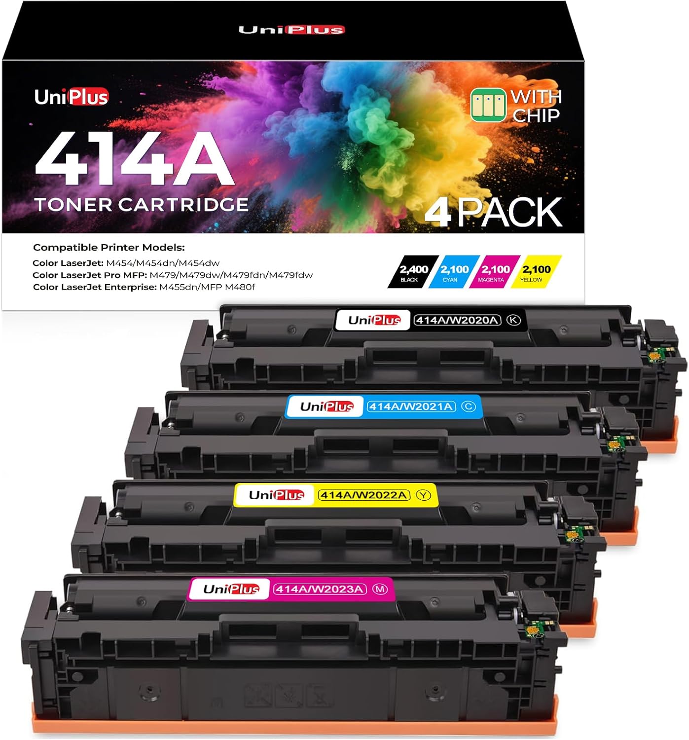 414A Toner Cartridges 4 Pack(8700 Pages) Compatible with MFP M479fdw for HP 414A 414X Toner Work with Color LaserJet M454 M454dn M454dw Pro MFP M479 M479dw M479fdn M479fdw M455dn MFP M480f Printer