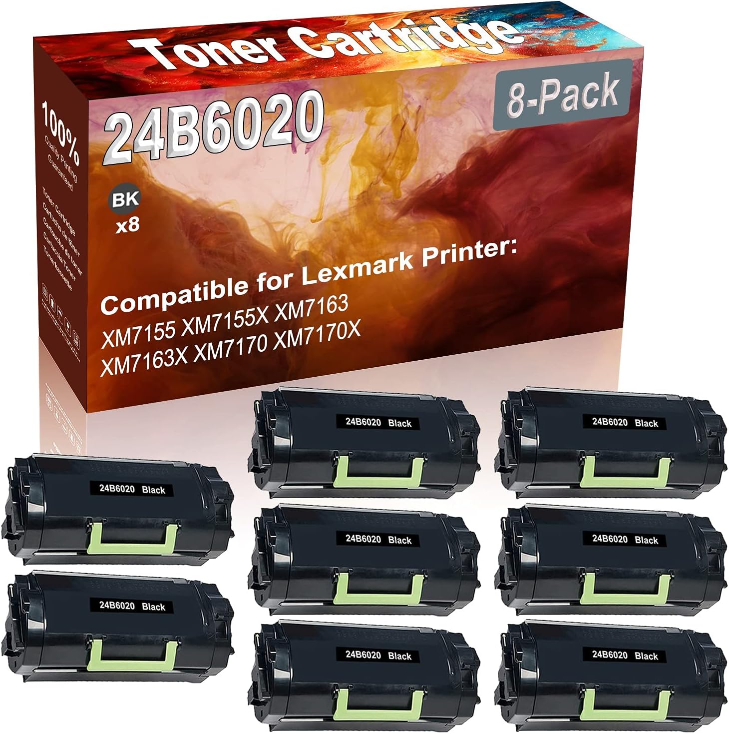 Credibility Store 8-Pack (Black) Compatible 24B6020 Printer Toner Cartridge (High Capacity) fit for XM7155 XM7155X XM7163 XM7163X XM7170 XM7170X Printer