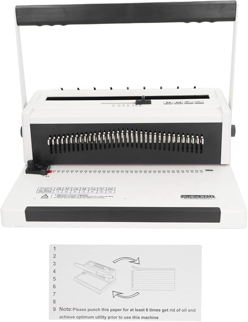 Wire Binder Machine with 3:1 Pitch, Round Hole Punch, Humanized Handle, 34 Hole Capacity - Multifunctional Binding Kit, Easy Use for DIY Notebook Kits and Office Use
