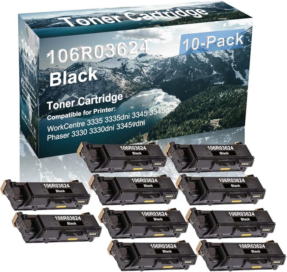 Credibility Store 10-Pack Compatible High Yield 3345 3345dni Printer Cartridge Replacement for 106R03623 106R03624 Toner Cartridge (Black)