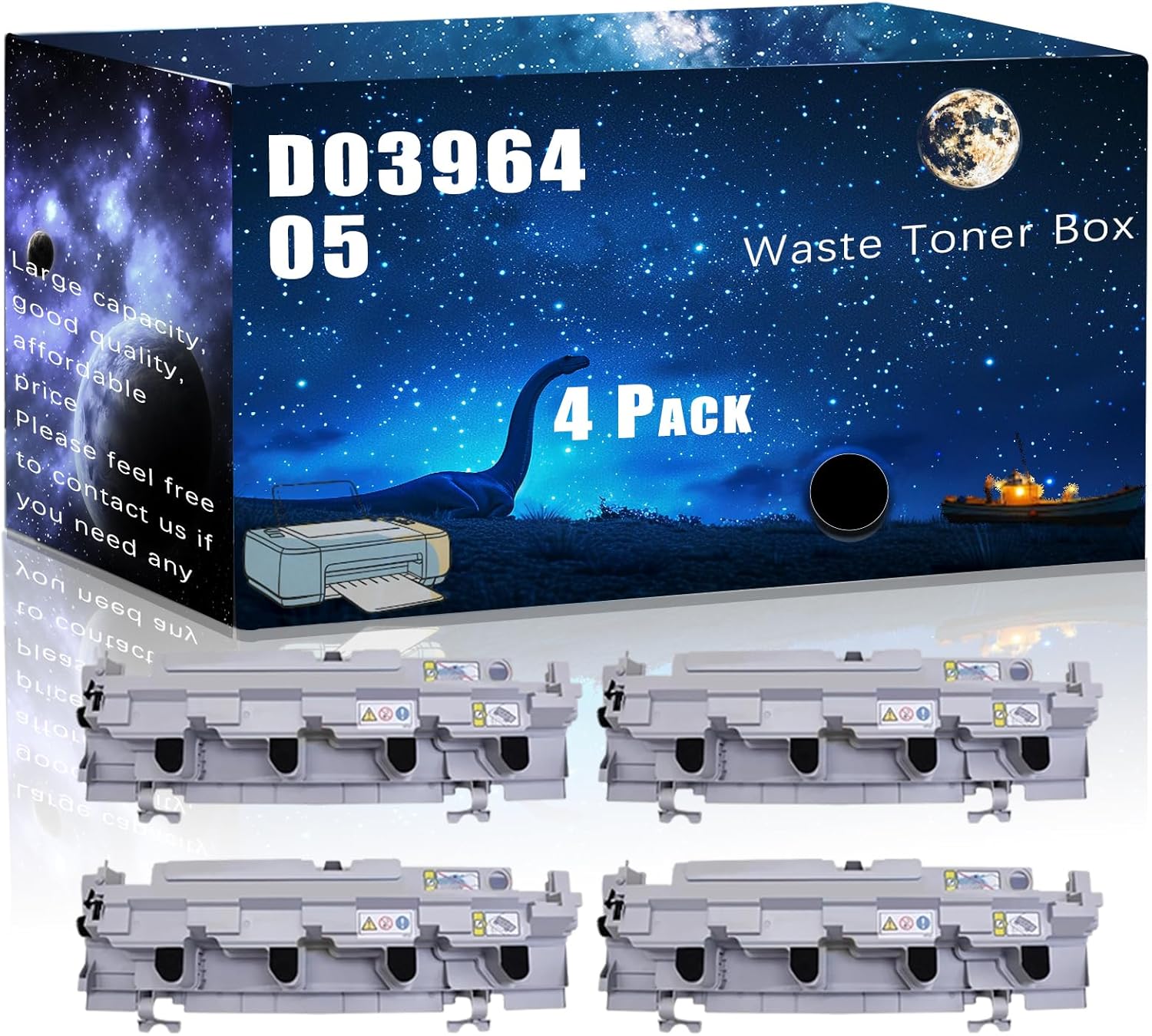 MUCQL D0396405 Compatible Waste Toner Box Replacement for Ricoh High Yield Compatible Aficio MP C2030 C2050 C2051 Printers, Meet Printing Needs (4 Pack Black)