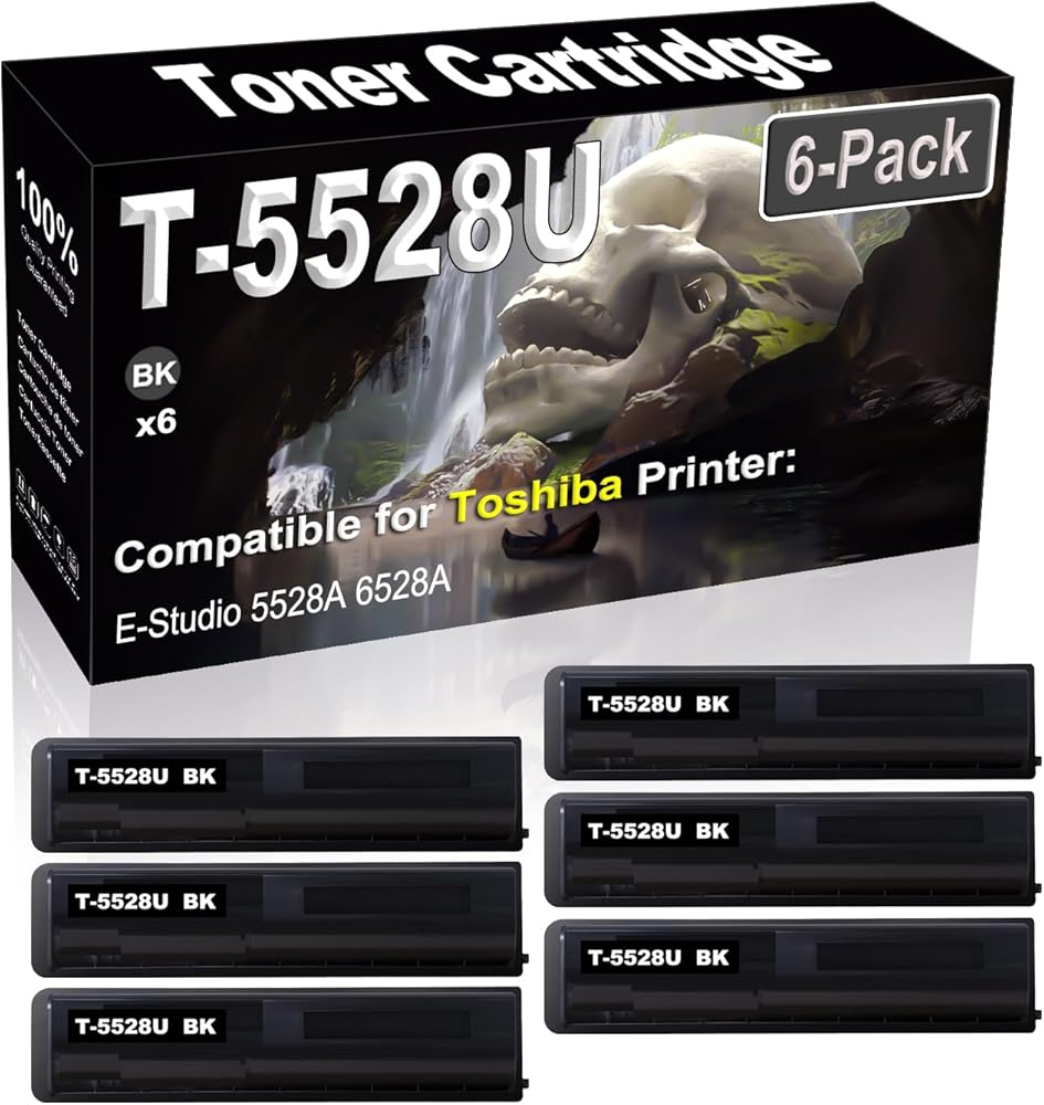 SINIYA 6-Pack (Black) Compatible E-Studio 5528A 6528A Laser Printer Cartridge (High Capacity) Replacement for Toshiba T-5528U T-5528U-K Printer Cartridge