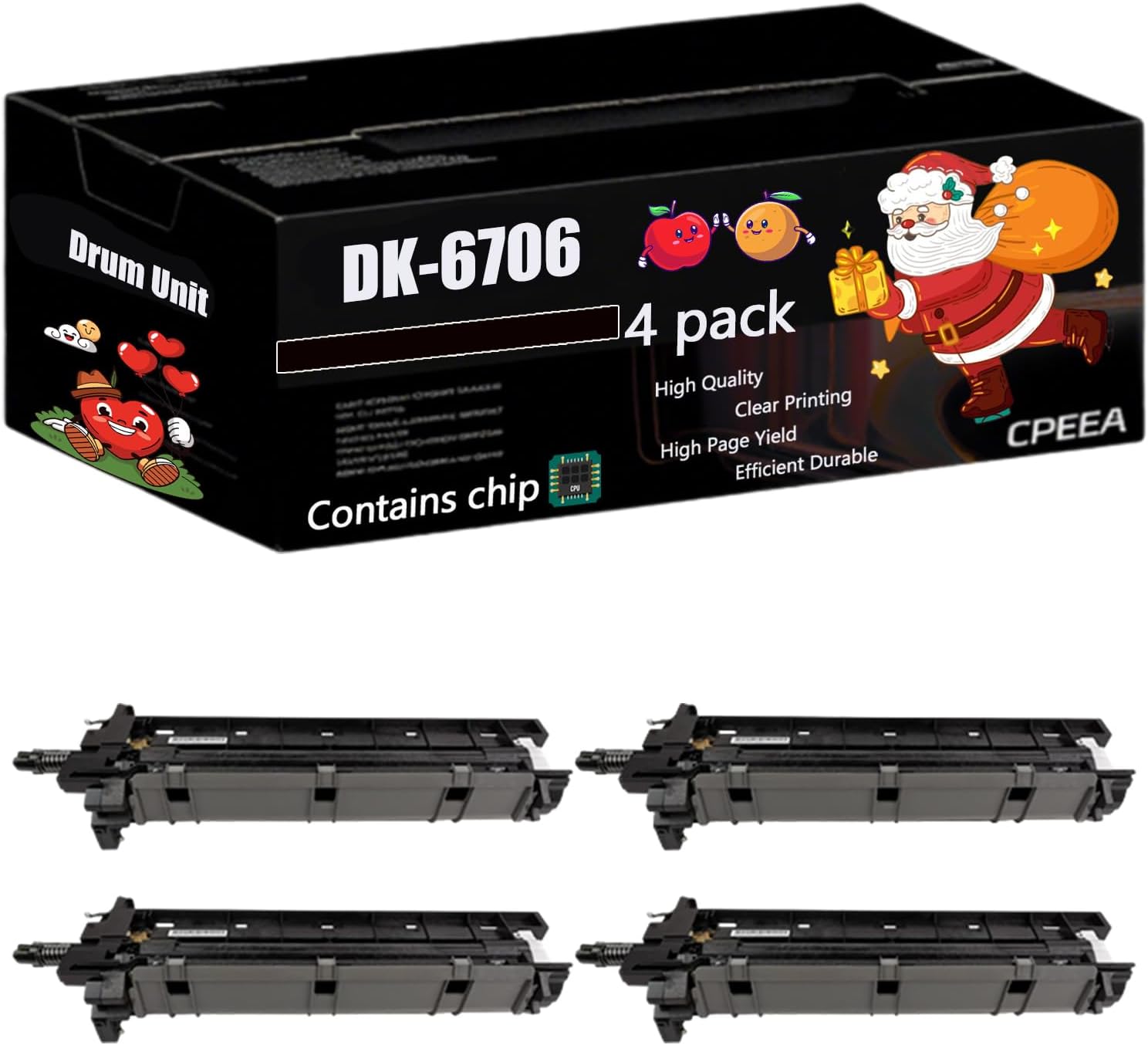 Compatible for Kyocera DK-6706 Drum Unit Work for Kyocera 6501i 8001i Printers, with Chip, High Yield 500000 Pages, Clear Printing (4 Pack Black)