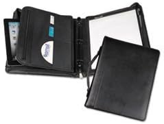 Leather Multi-Ring Zippered Portfolio, Two-Part, 1