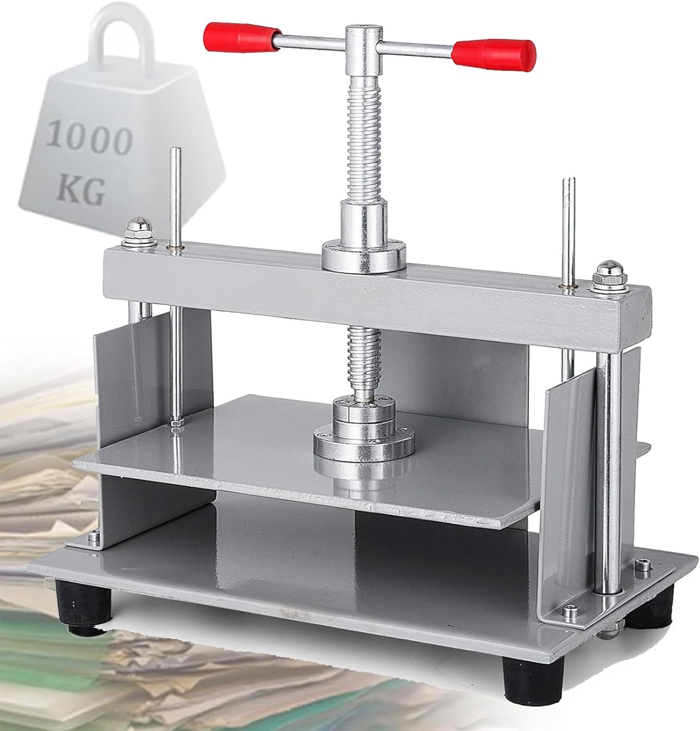 JJENXYYDS Small Manual A5/A4/A3 Voucher Bill banknote Document Paper Flattening Machine,Bookbinding Press Machine,with Double Balance Rod,for Bookbinding, Invoice Banknotes Books Stamps,A4