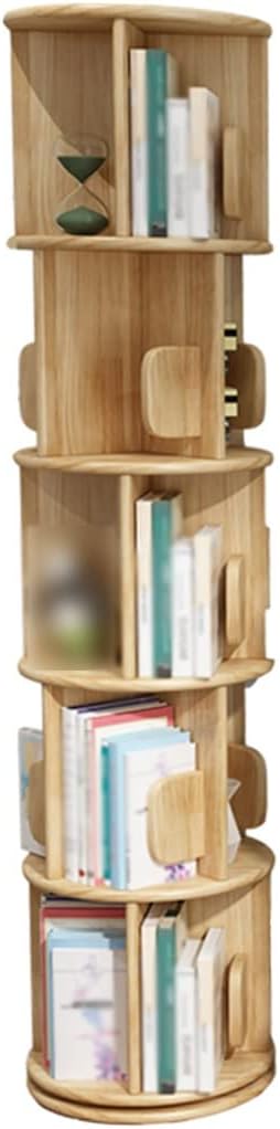 Book Rack Floor High-Capacity Multi-Layer Rotation Book Shelf, Roundstaggeredfloor-Standing Magazine Rack, Easy to Install Storage Rack, Gift (Color : Primary Color, Size : 161 * 40cm)