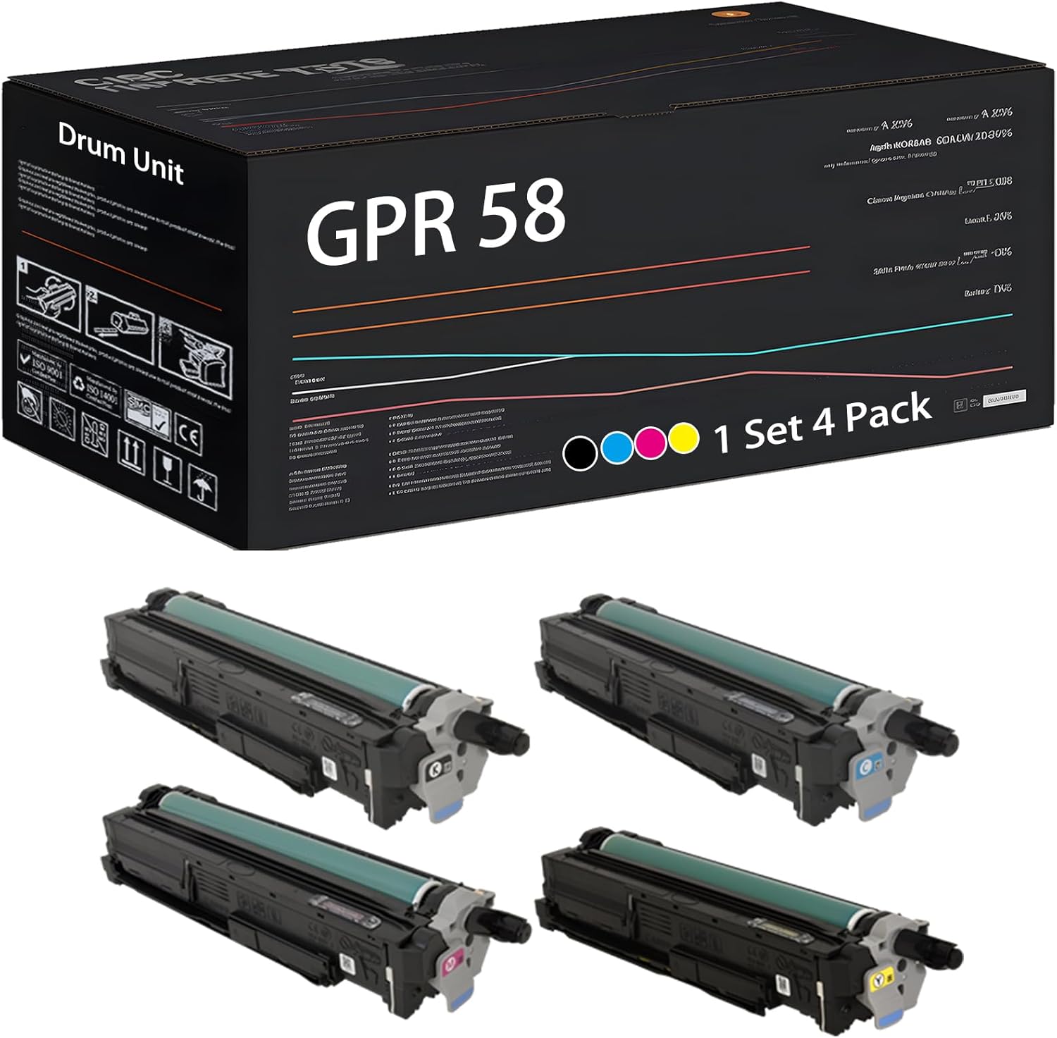UVUMB Compatible with Canon GPR 58 GPR-58 GPR58 Drum Unit Work for Canon imageRUNNER Advance C256iF II C256iF III C356iF Printers (4-Pack BK/C/M/Y)