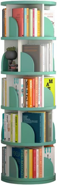 SYALEO 5 Tier Rotating Bookshelf Modern 360 Display Floor Standing Bookcase with Baffle Creative Book Shelf Storage Rack for Office