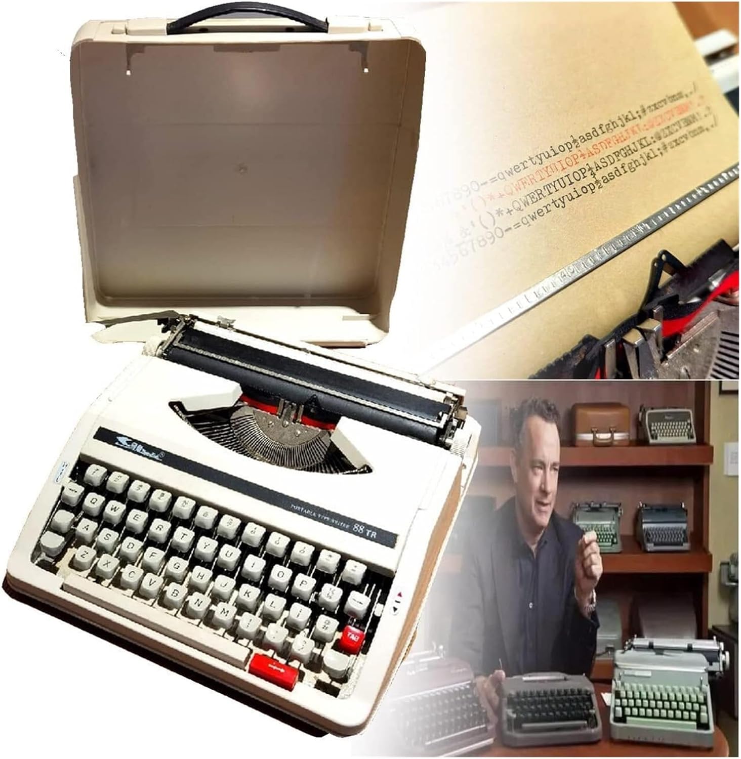 Old Fashioned Manual Typewriter, Machine Typewriter, Portable Flexible Buttons Clear Handwriting Literary Retro Collection Gift,